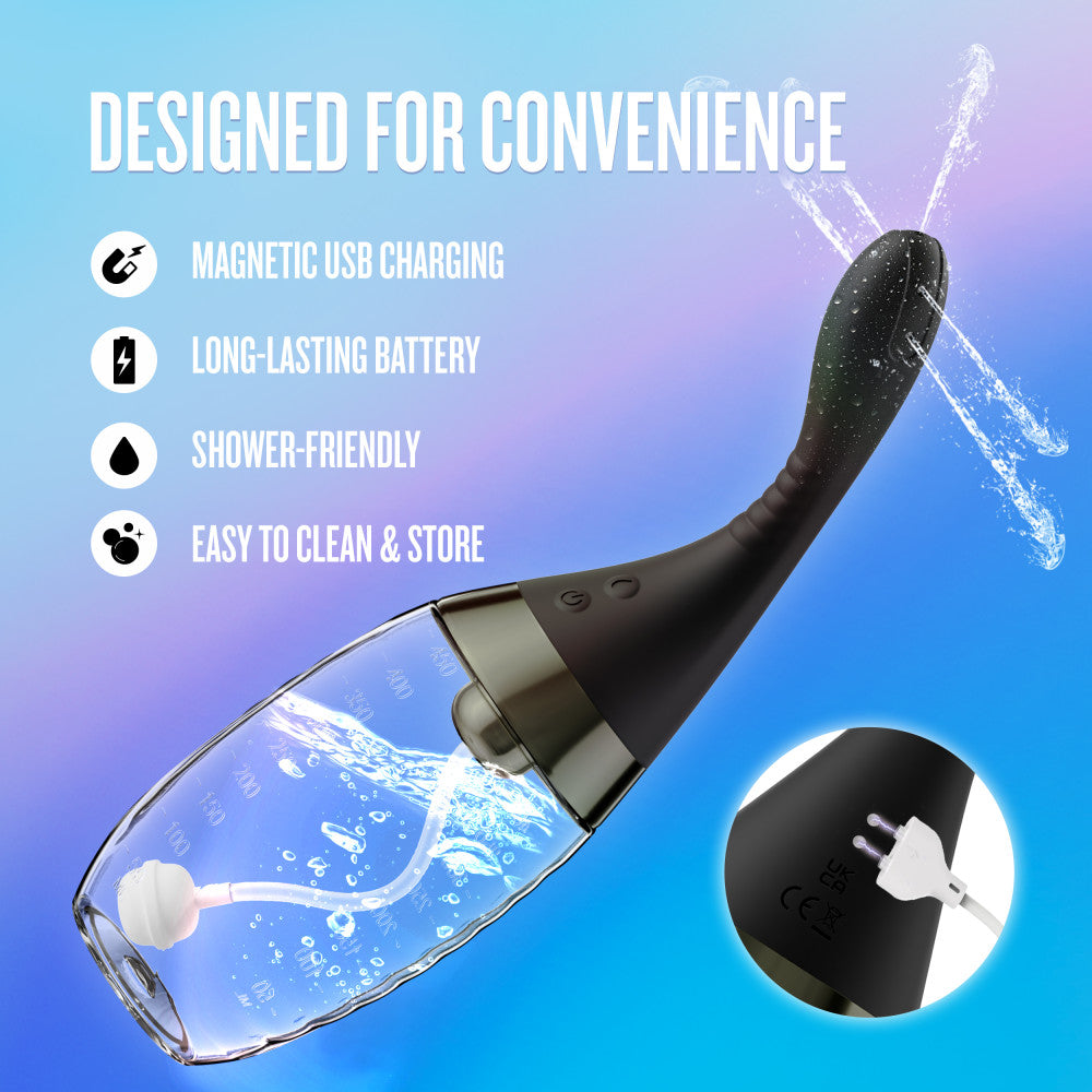 Anal Adventures by Blush® | Aqua Jet 11.25 Inch Vibrating Anal Douche Cleaner - Silicone Enema For Men & Women – In Black、mySite、bottomscart