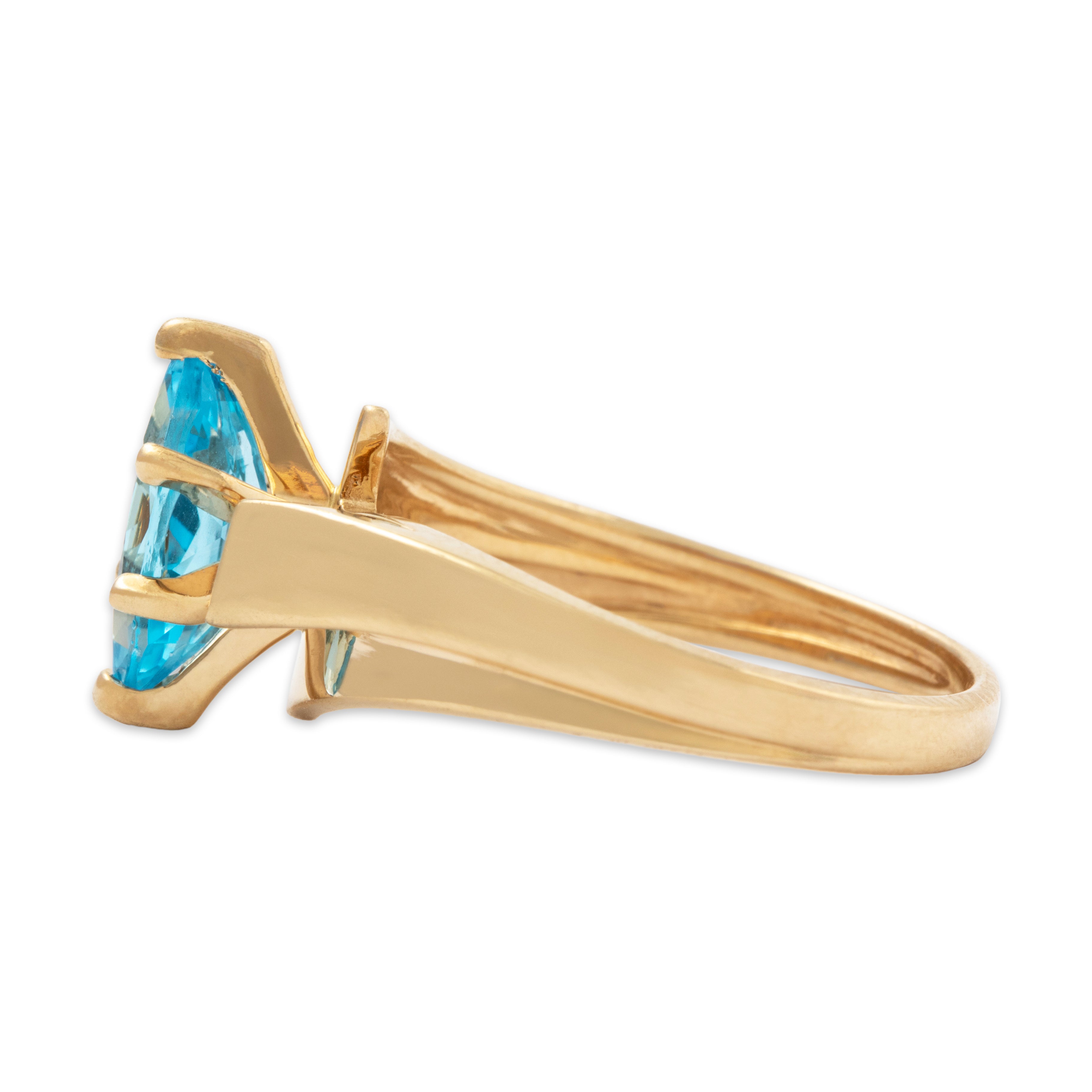 Vintage 10k Yellow Gold 1ct Swiss Blue Topaz Modern Marquise Ring 7.00、mySite、hinf8tx79