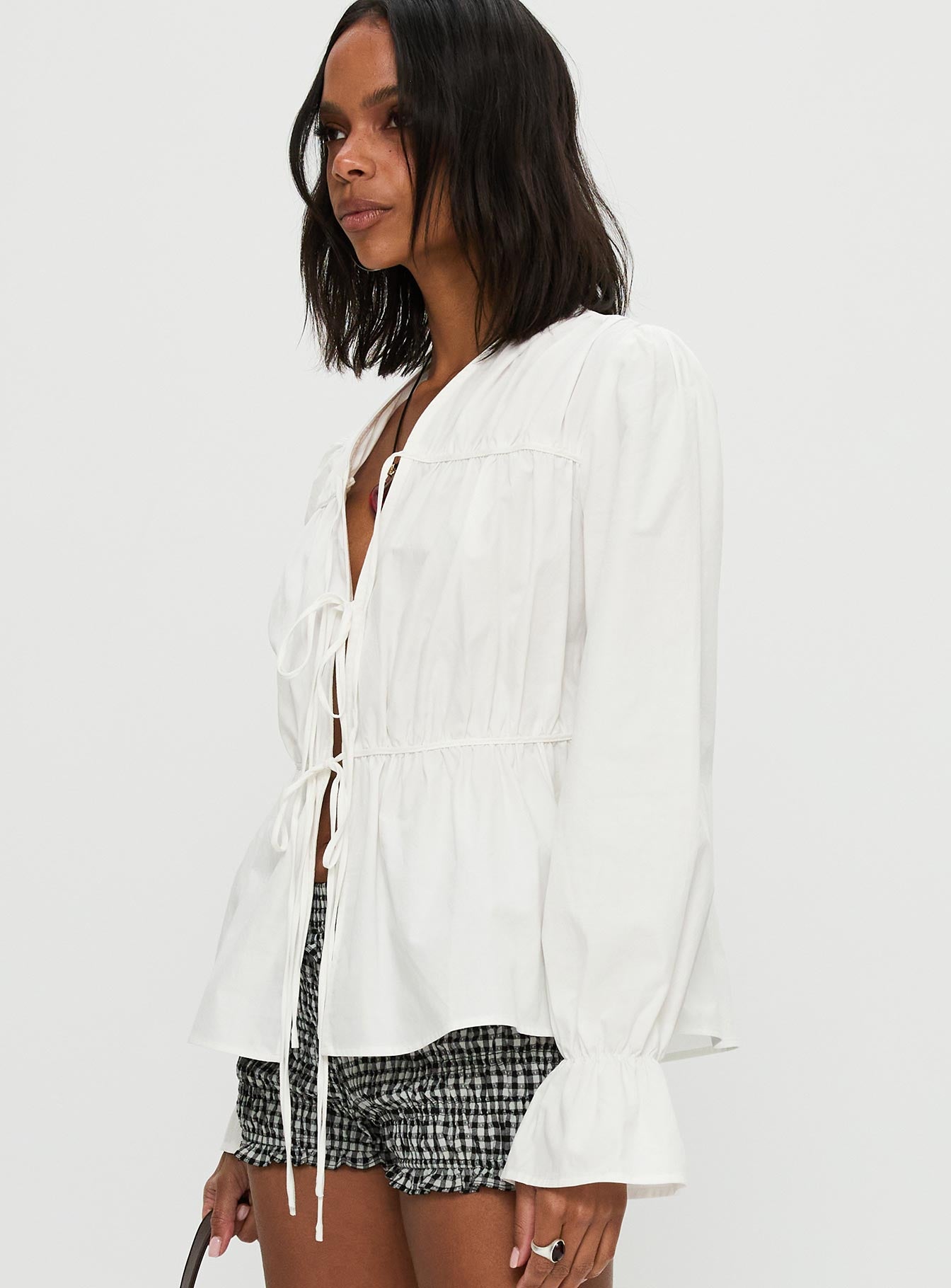 Scarlotte Bow Tie Top White、mySite、solidvoid