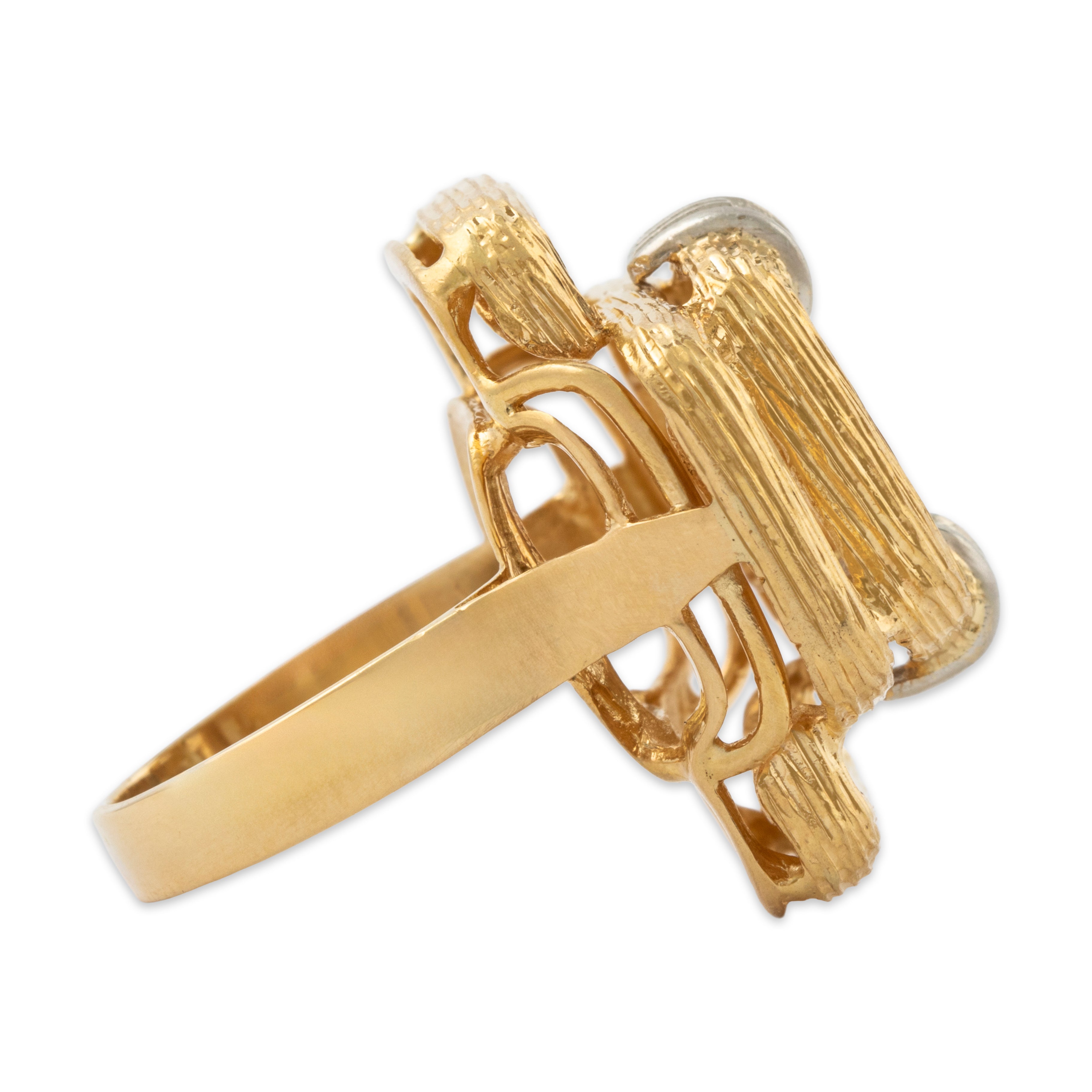 Vintage Large Italian 18k Yellow Gold Diamond Stunning Squares Ring 5.25、mySite、hinf8tx79