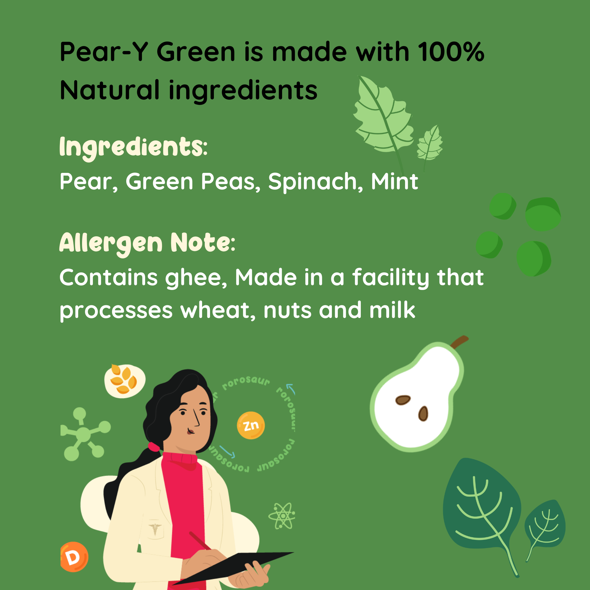 Baby Food | Kids Healthy Snacks | Fruit and Vegetable Puree | Pear-Y Green | 100 g、mySite、camillekostekn