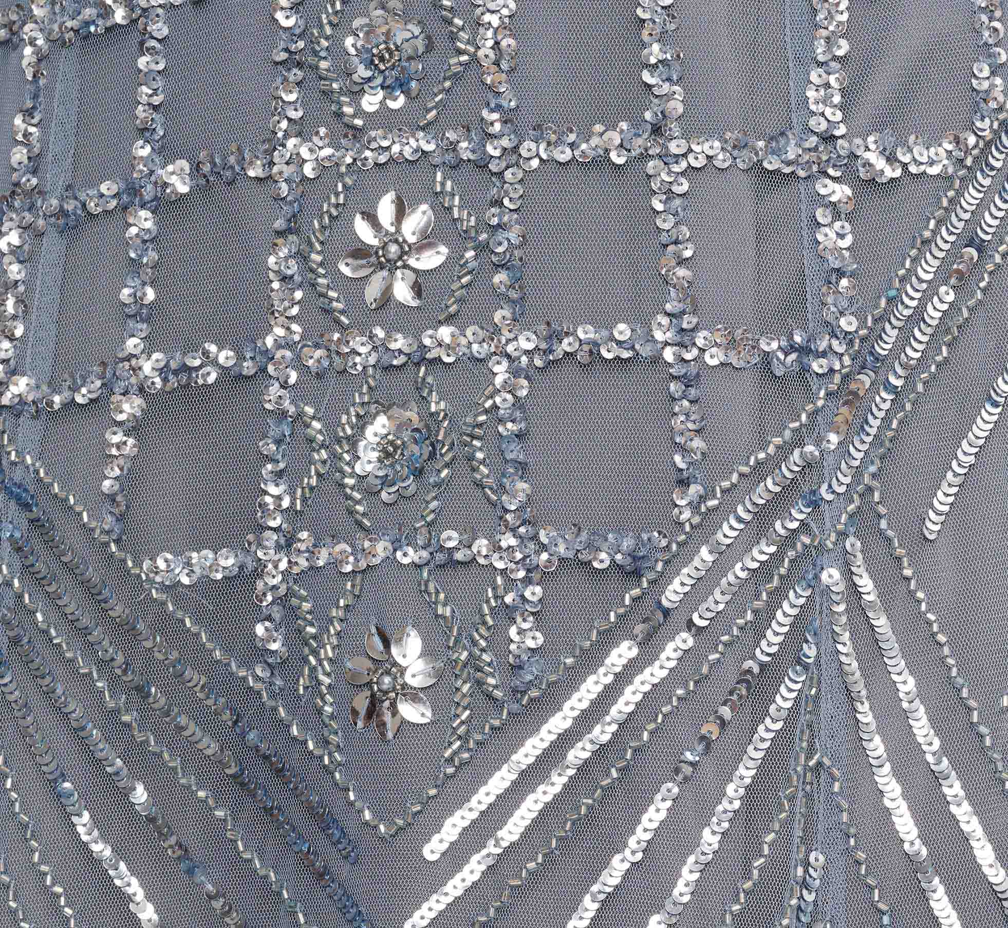 Beaded Ball Gown With Cape Sleeves In Vintage Blue、mySite、solidvoid