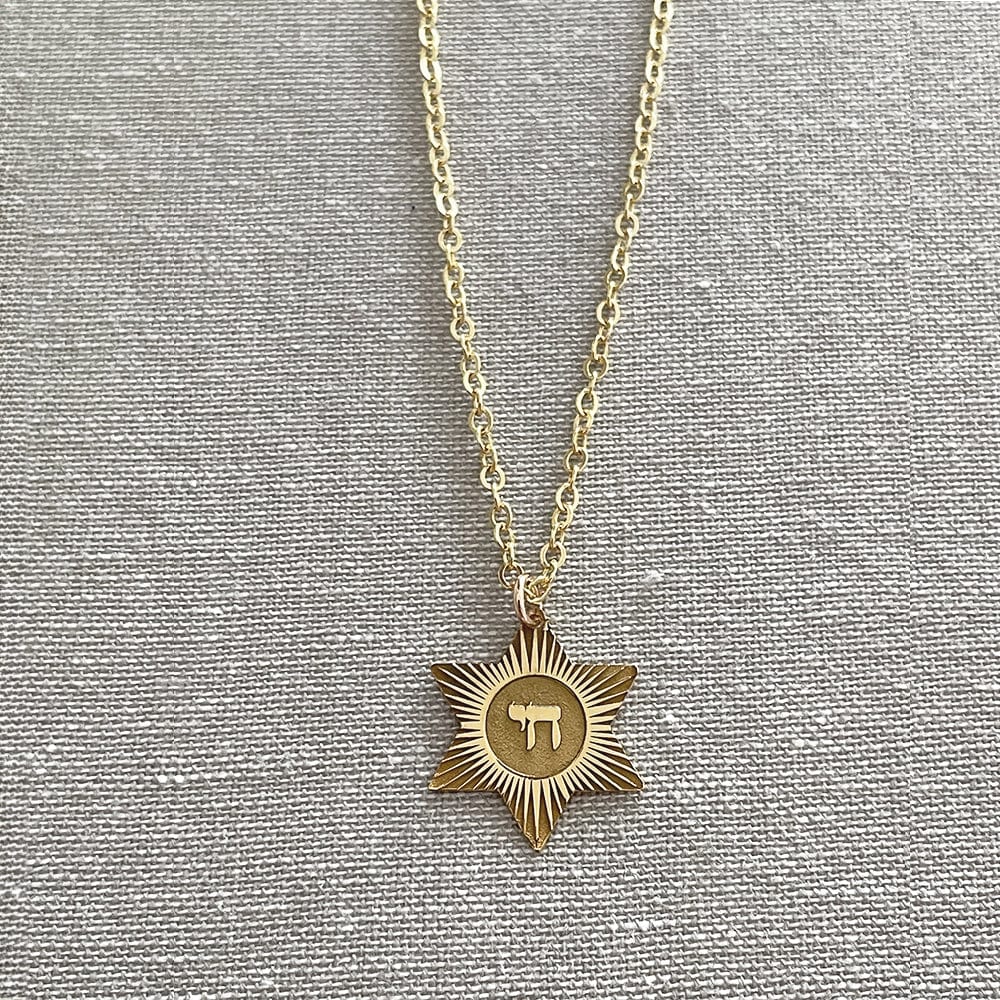 Chai Star of David Necklace by Miriam Merenfeld - (Sterling Silver or Gold-Plated)、mySite、topwebapps