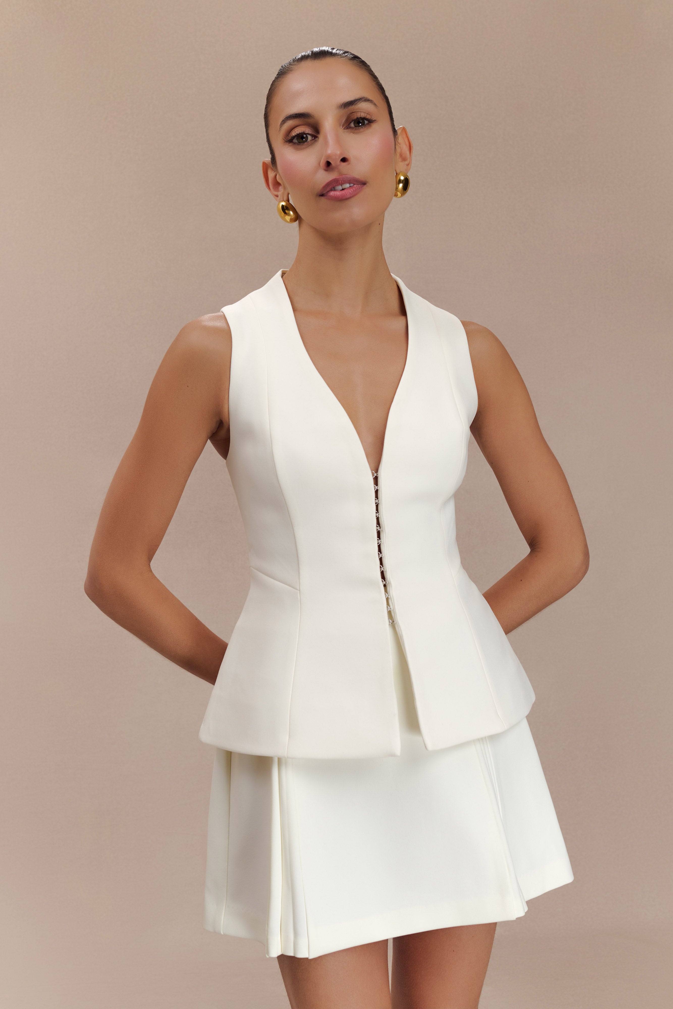 Melinda Structured Vest Top - Ivory、mySite、solidvoid