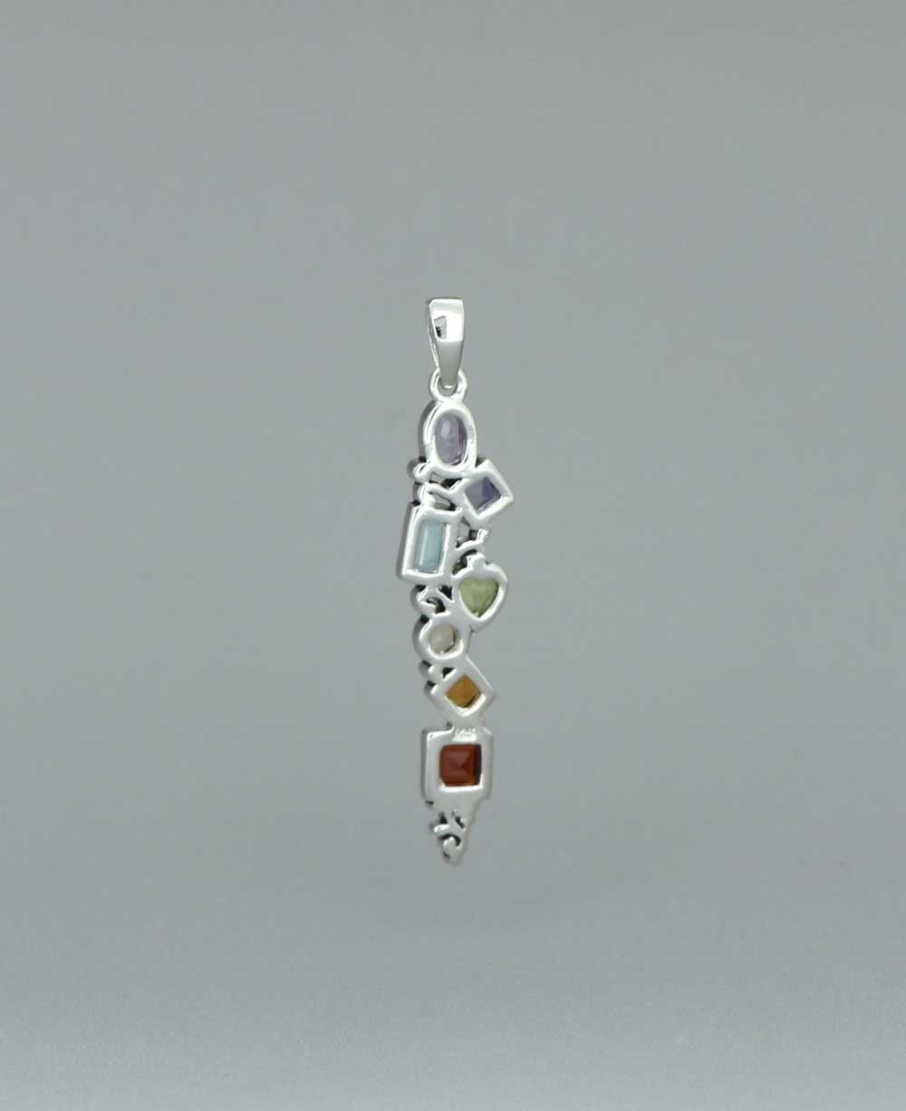 Mixed Geometry Chakra Rainbow Sterling Silver Pendant、mySite、topwebapps