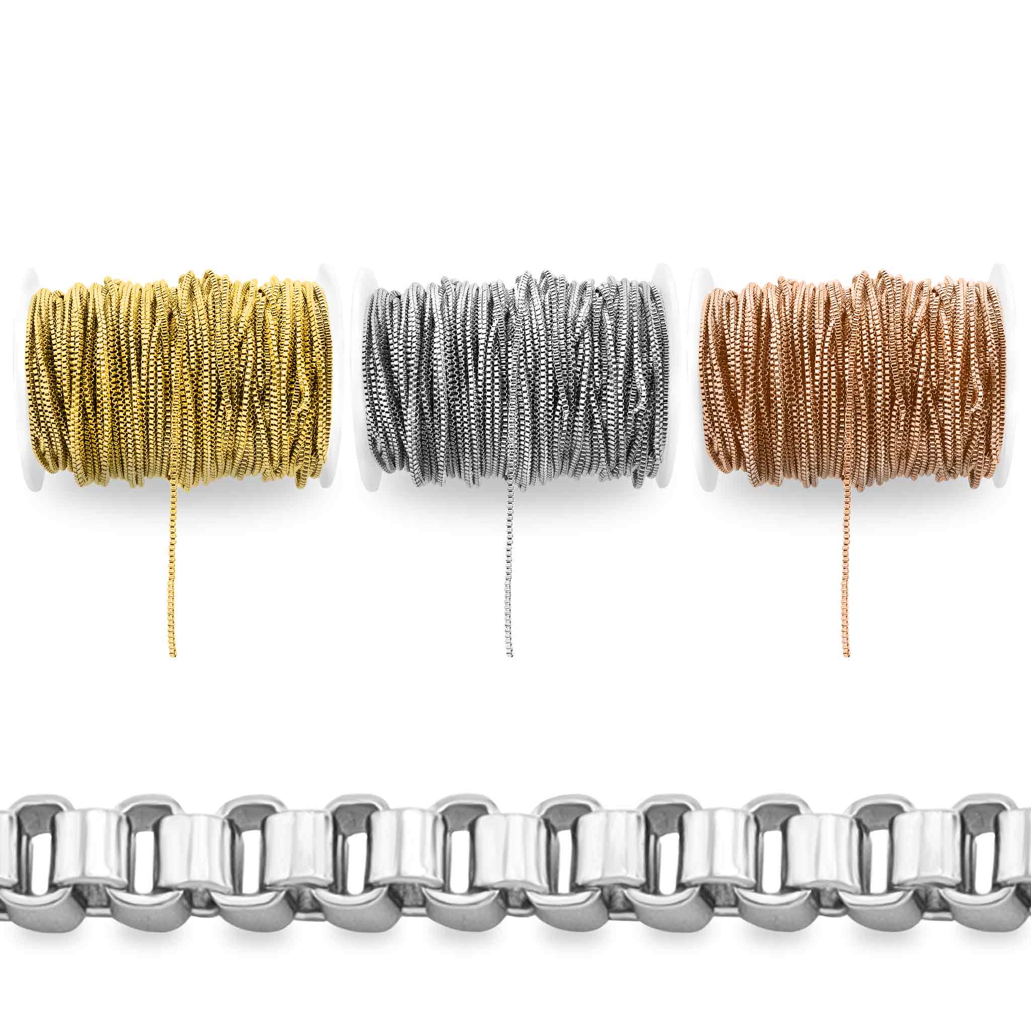 2mm 18K Gold PVD Stainless Steel Box Permanent Jewelry Chain By The Foot / SPL1003、mySite、dreamappss