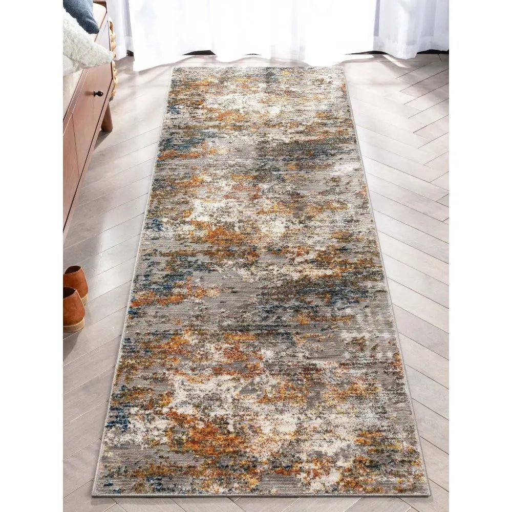 Abstract Modern Distressed Grey Multi High-Low Rug、mySite、gigharbornorthrealestate