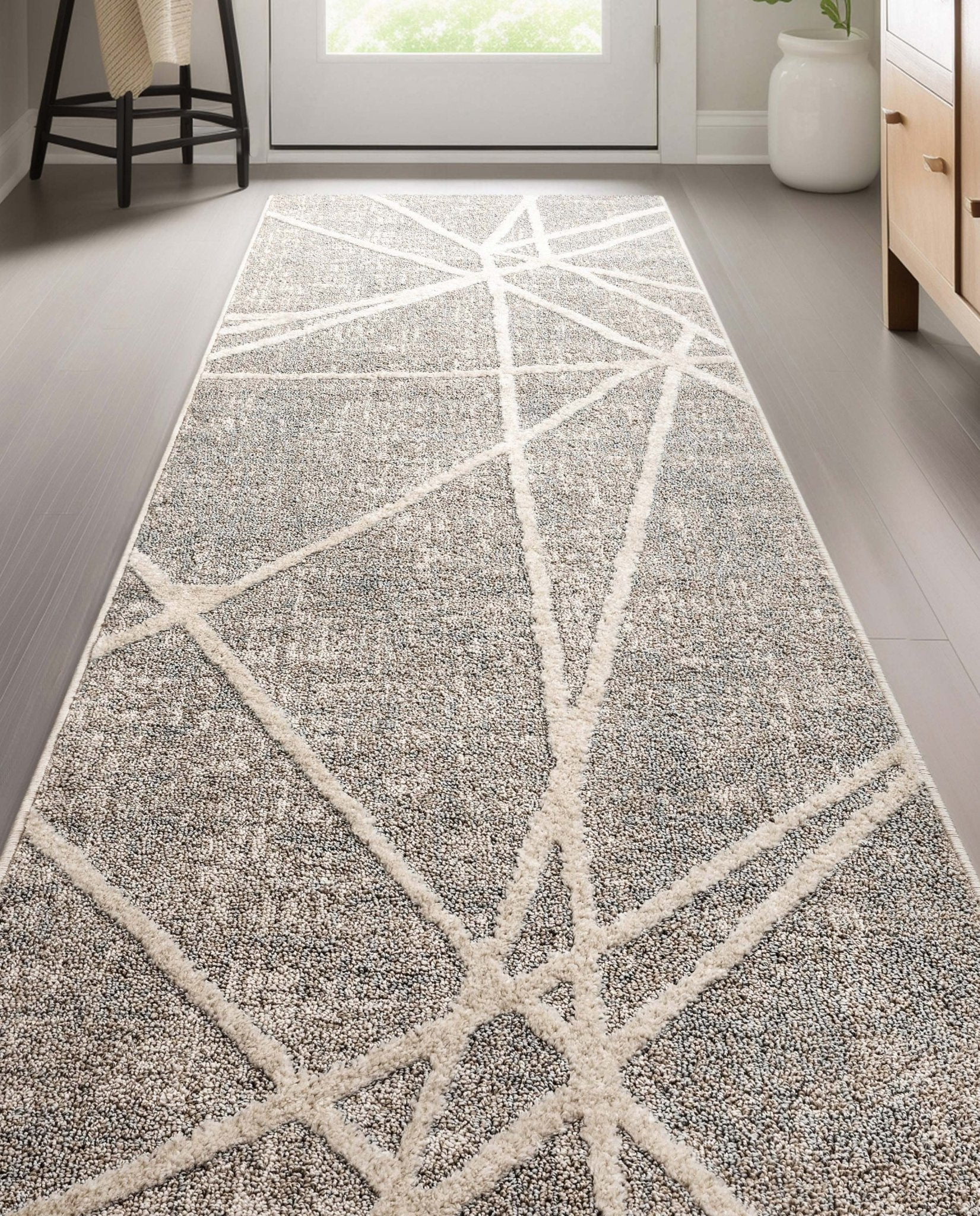 Custom Size Runner Telas Modern Geometric Lines Grey Choose Your Width x Choose Your Length Hallway Runner Rug、mySite、gigharbornorthrealestate