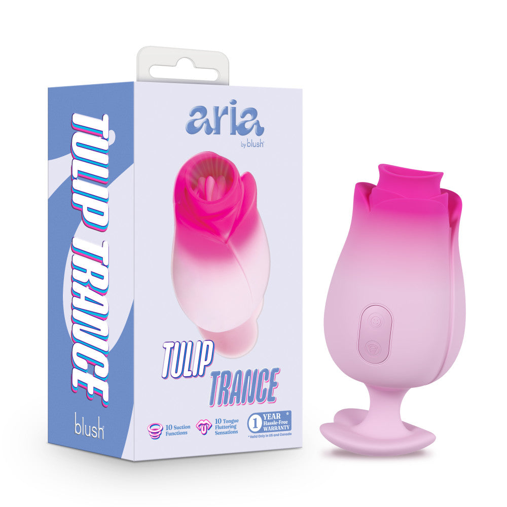 Aria | Tulip Trance Silicone Personal Massager with Suction & Tongue-Fluttering Sensations – Pink、mySite、bottomscart
