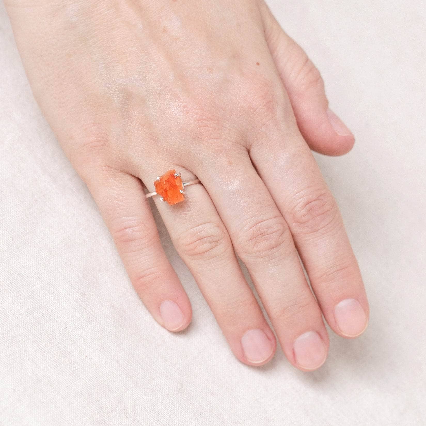 Carnelian Raw Freeform Gold or Silver Ring、mySite、hinf8tx79