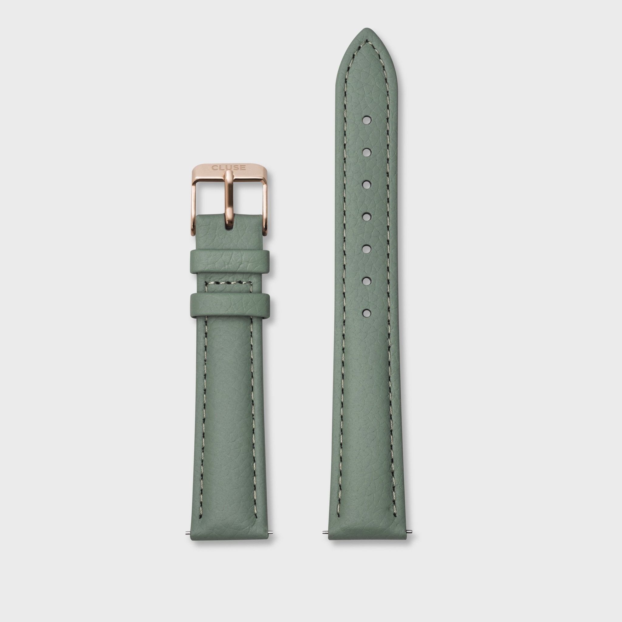 Strap 16 mm Leather Green, Rose Gold Colour