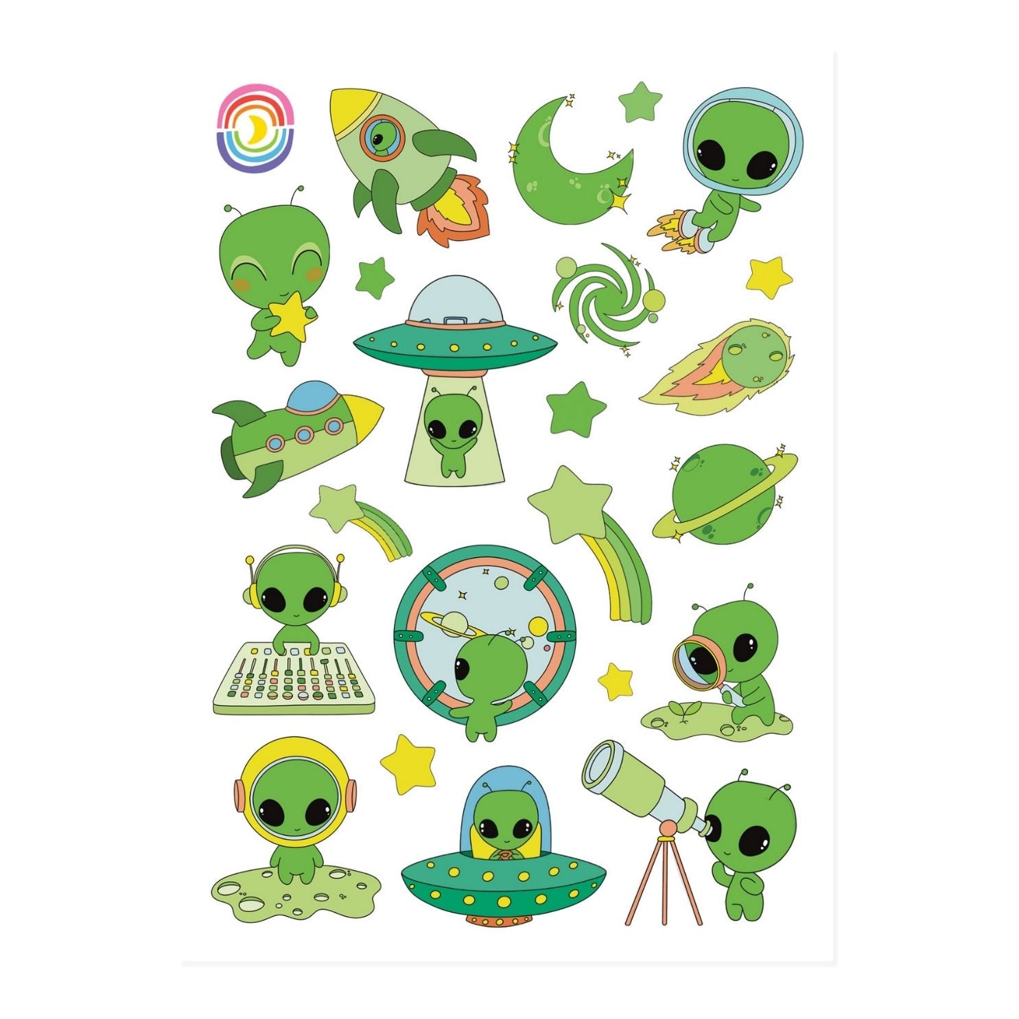  Martian Mischief A6 Frosted Glitter Sticker Sheet、mySite、ghnorth