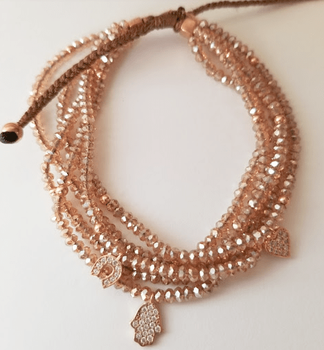 Champagne Macramé Beaded Hamsa Bracelet、mySite、topwebapps