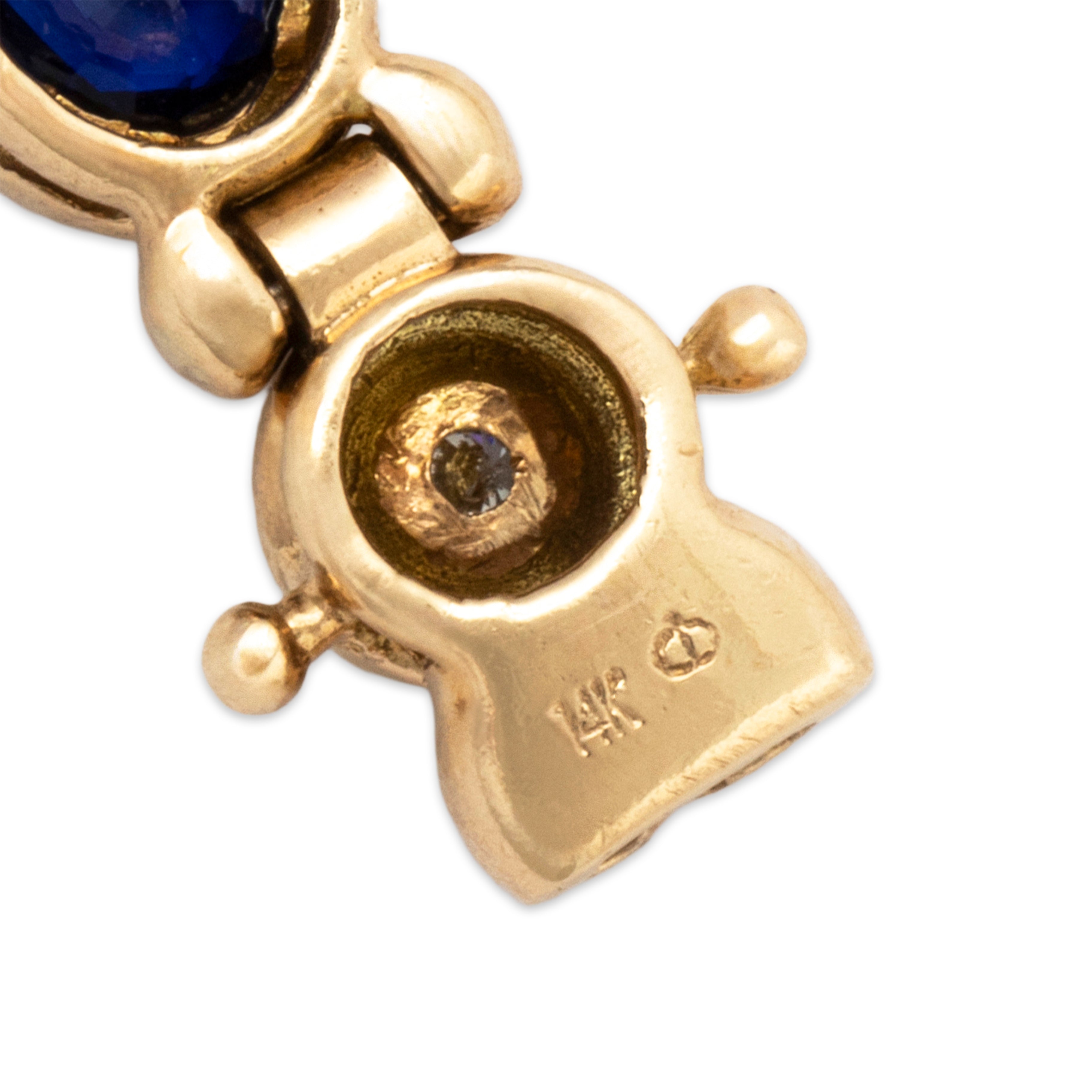 Vintage 14k Yellow Gold 2.4cttw Blue Sapphire Diamond Bezel Tennis Bracelet 7、mySite、hinf8tx79