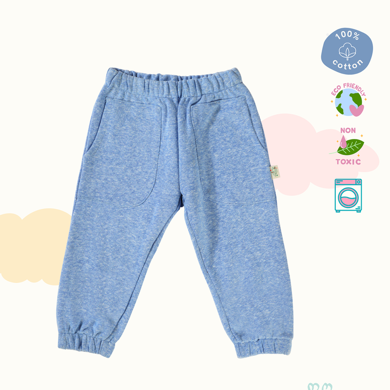 Cotton Terry Sweat Pants | Blue, Creme & Maroon | Set of 3、mySite、camillekostekn