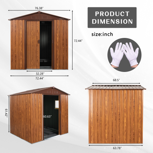 6 Ft. W X 6 Ft. D Metal Storage Shed Appealing horizontal siding in woodgrain with coffee trim to complement、、eastwooduniform