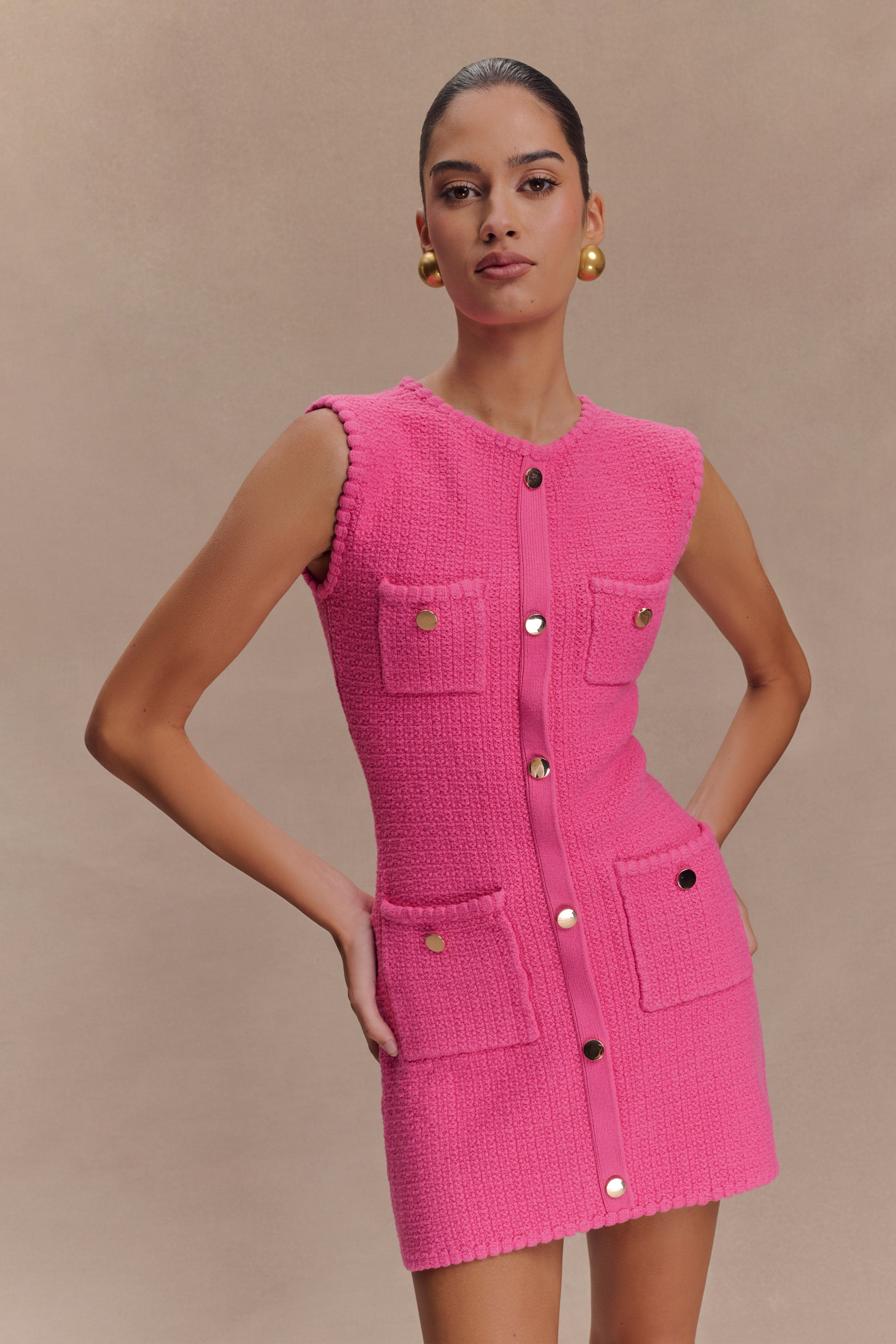 Mia Knit Mini Dress - Pink、mySite、solidvoid