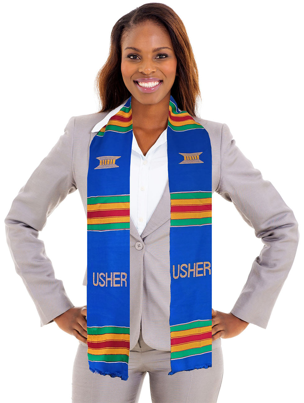 Blue USHER Kente Cloth Sash/Stole、mySite、solidvoid