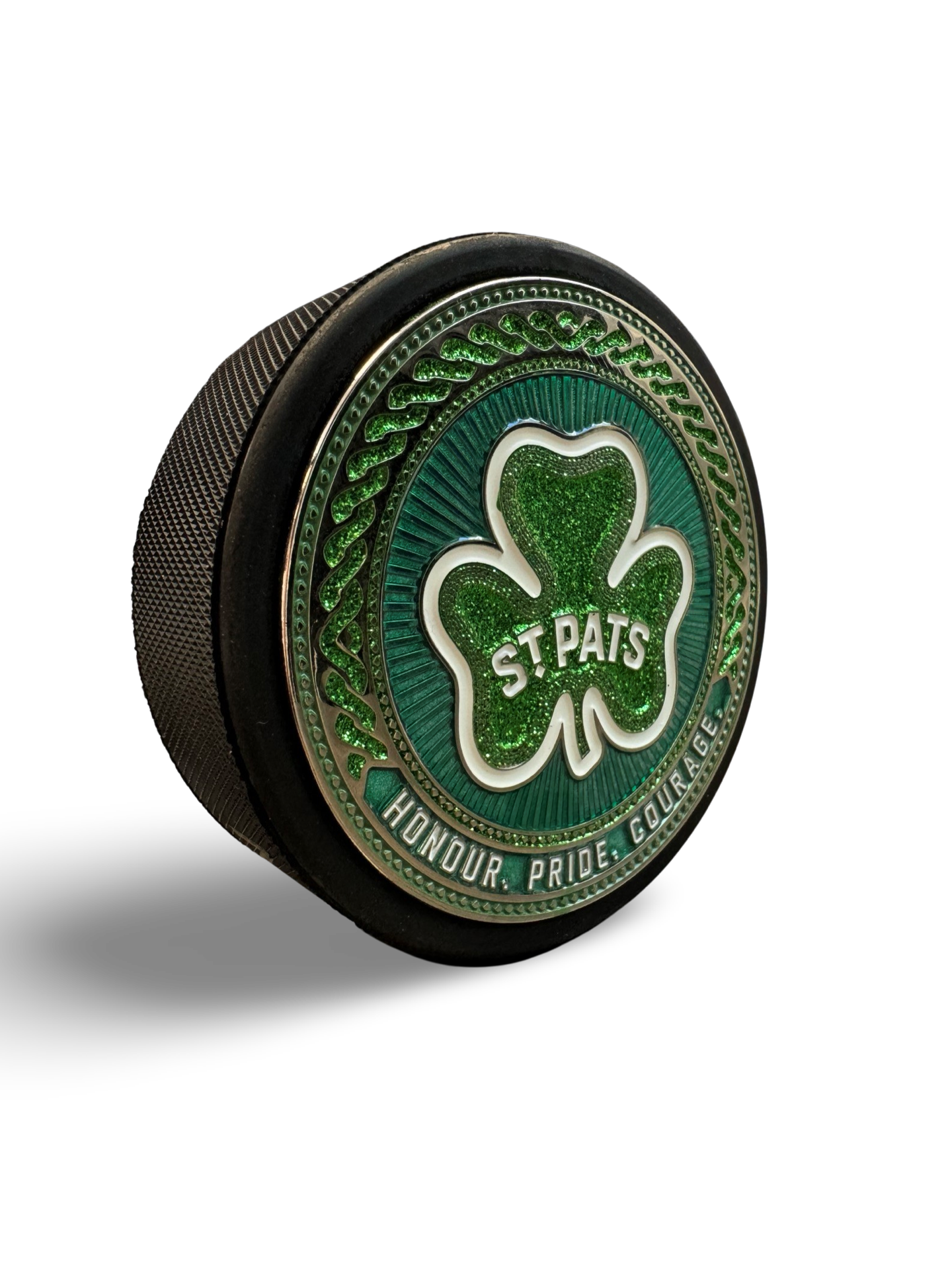 2024 St Pats Glow In The Dark Medallion Puck