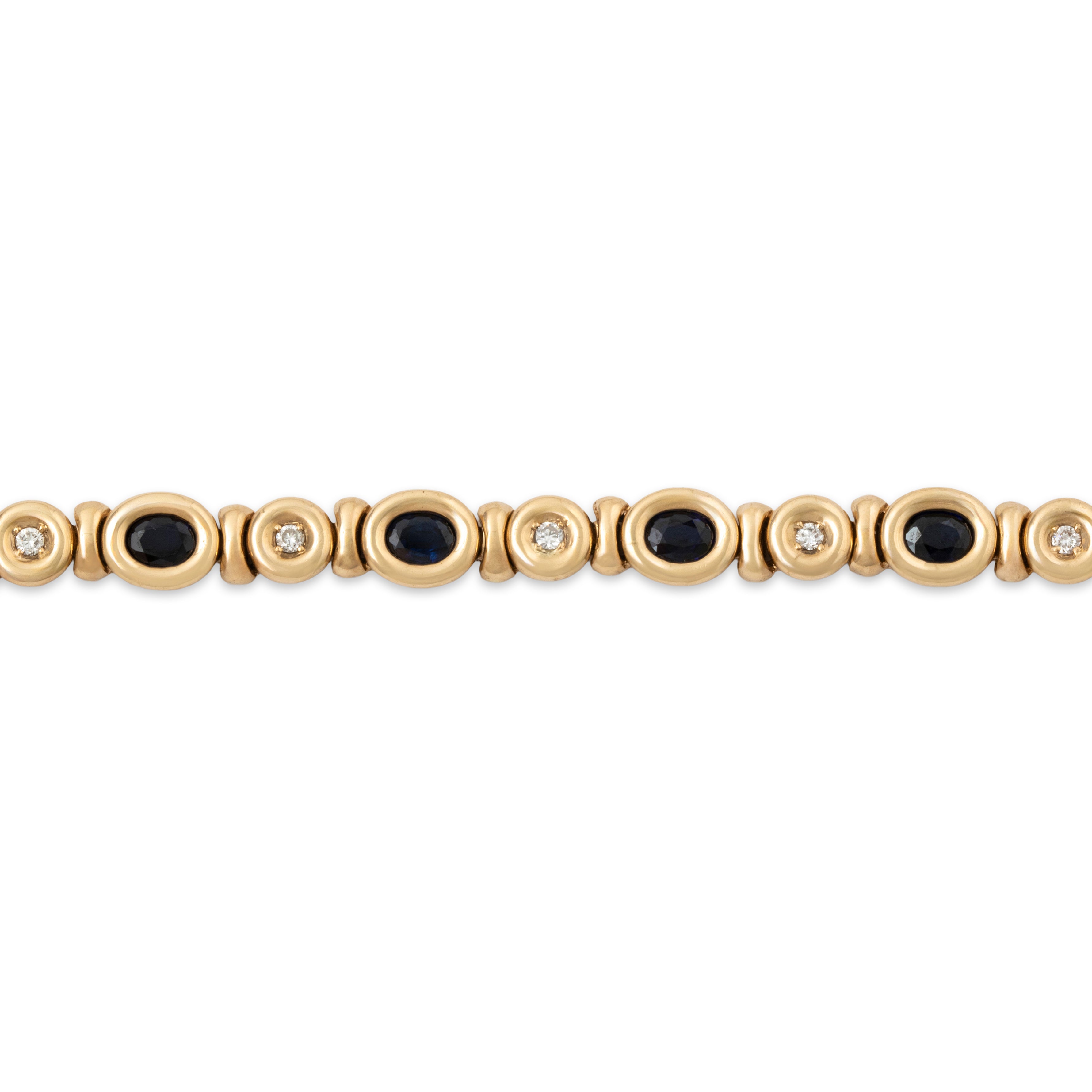 Vintage 14k Yellow Gold 2.4cttw Blue Sapphire Diamond Bezel Tennis Bracelet 7、mySite、hinf8tx79