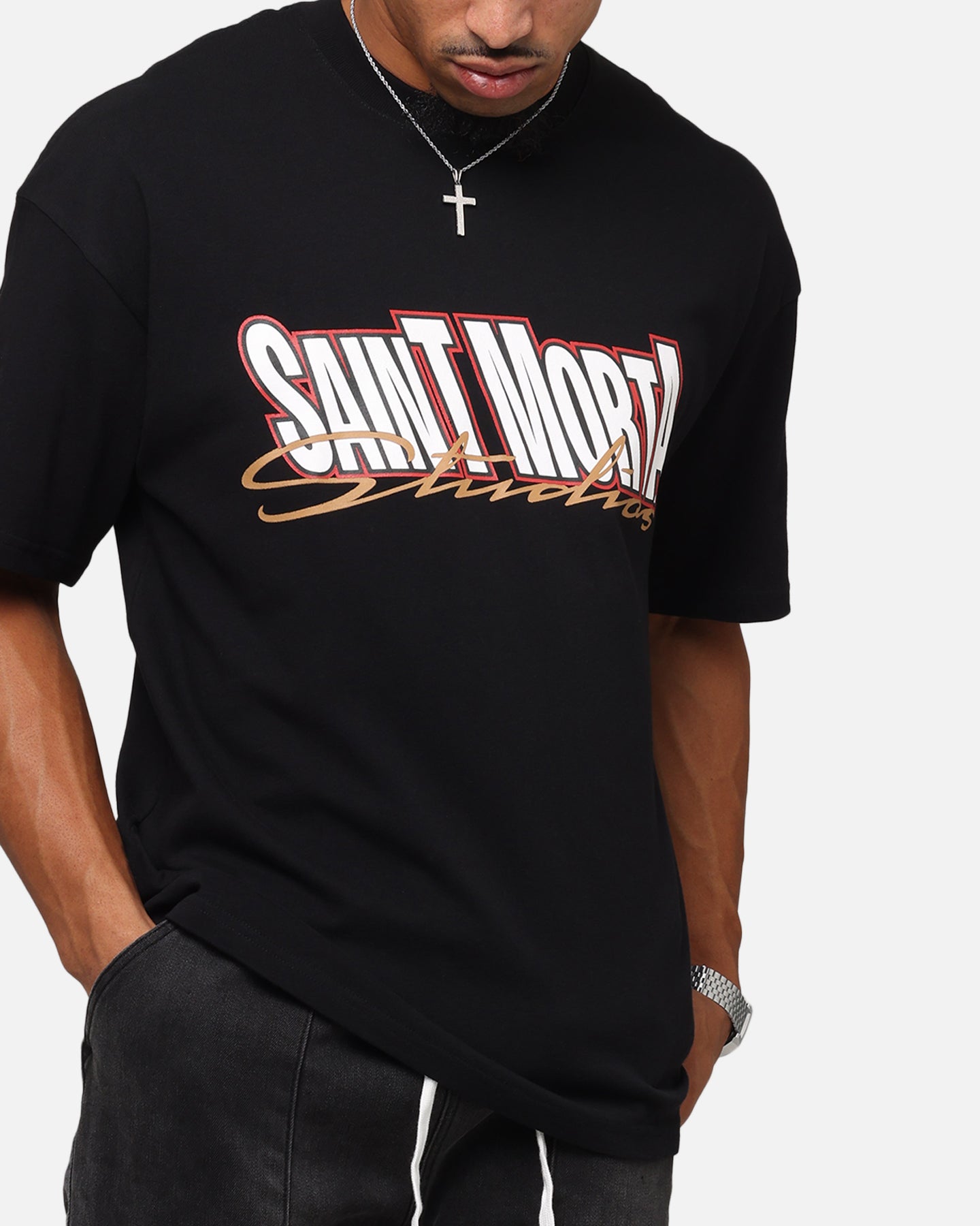 Saint Morta Studios Drop Shoulder T-Shirt Black、mySite、zt4zffjzw