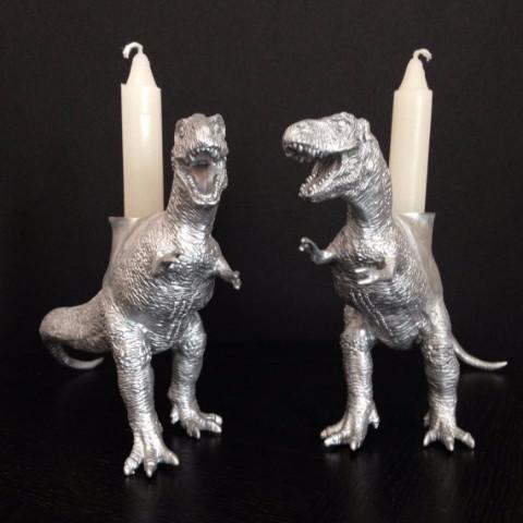 Dinosaur Shabbat Candlesticks in Silver、mySite、topwebapps