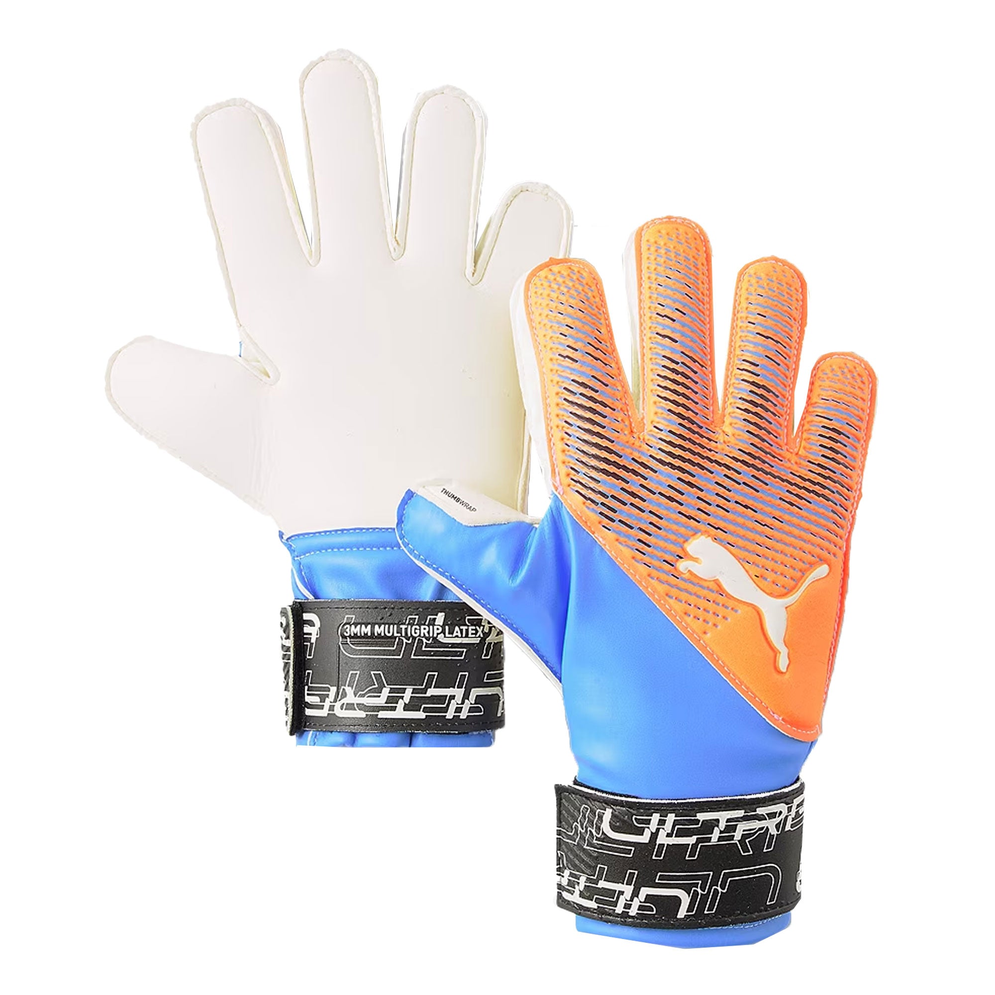 PUMA Kids Ultra Protect 3 RC Fingersave Goalkeeper Gloves Orange/Blue、mySite、noshort