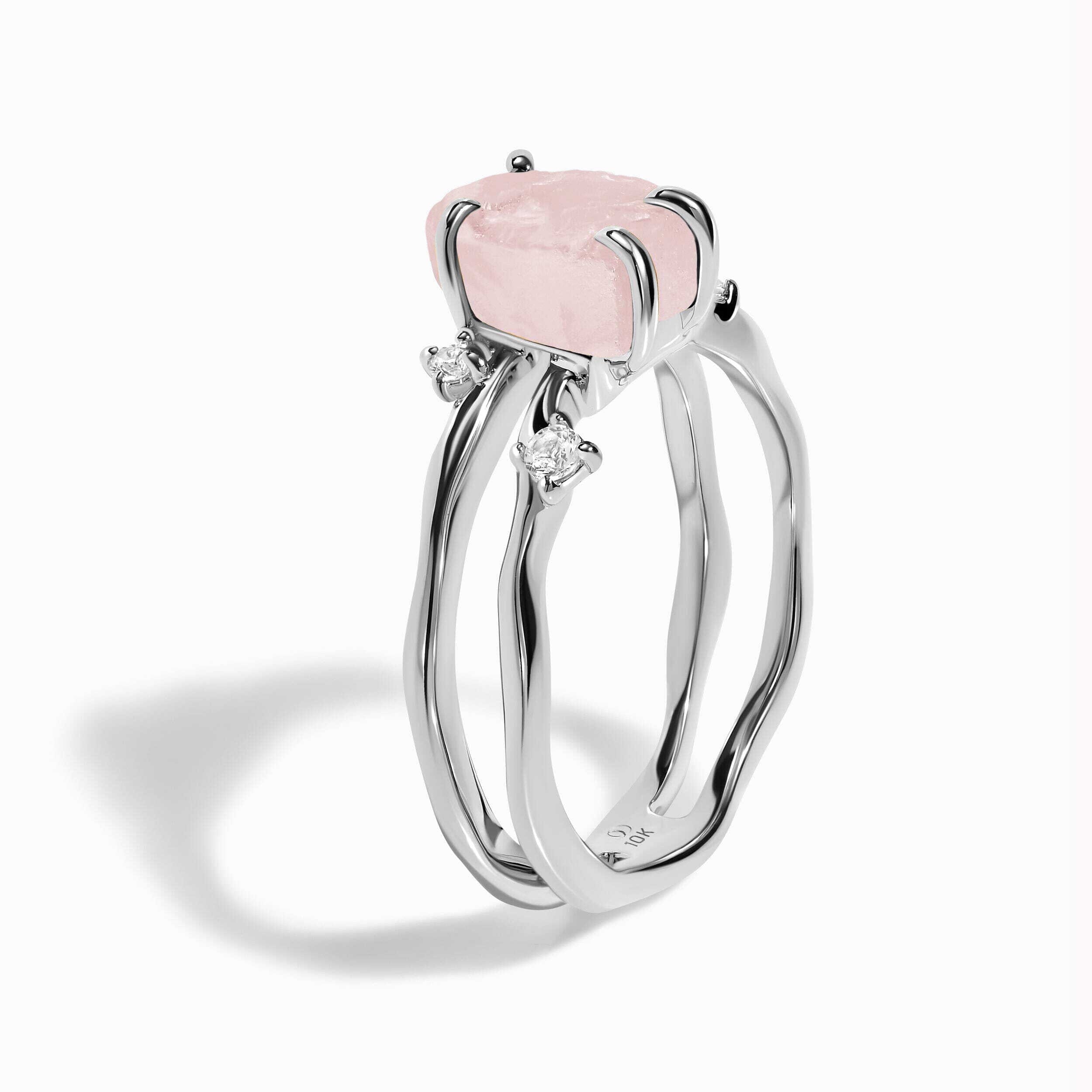 Raw Crystal Ring - Flow Rose Quartz、mySite、hinf8tx79