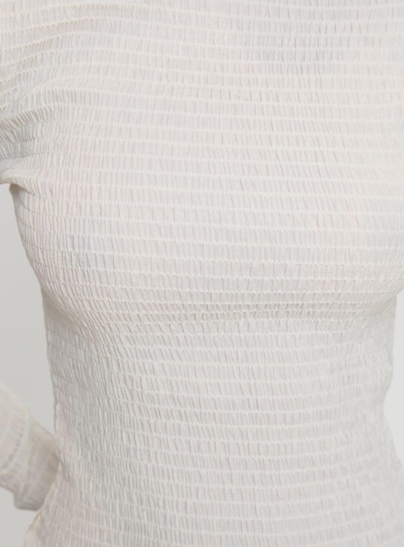 Murphey Ruched Long Sleeve Top Cream、mySite、solidvoid