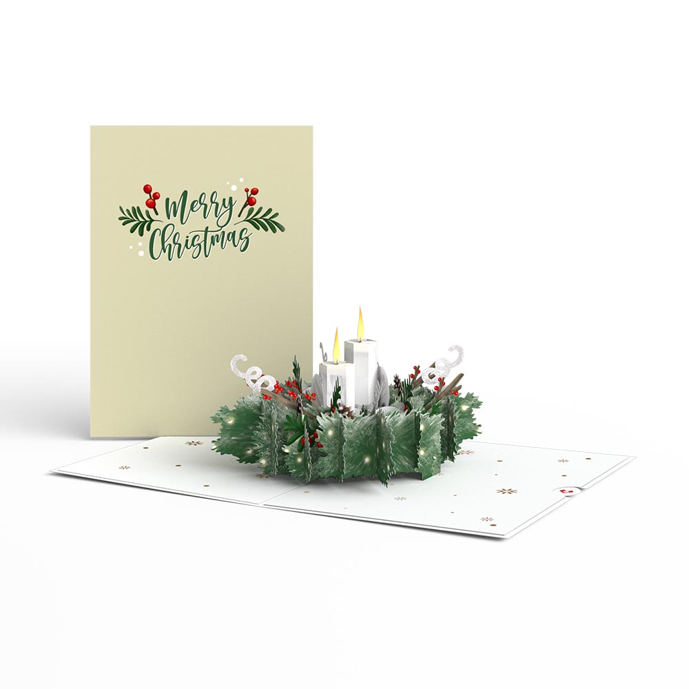Winter Greens Christmas Candle Pop-Up Card、mySite、solidvoid