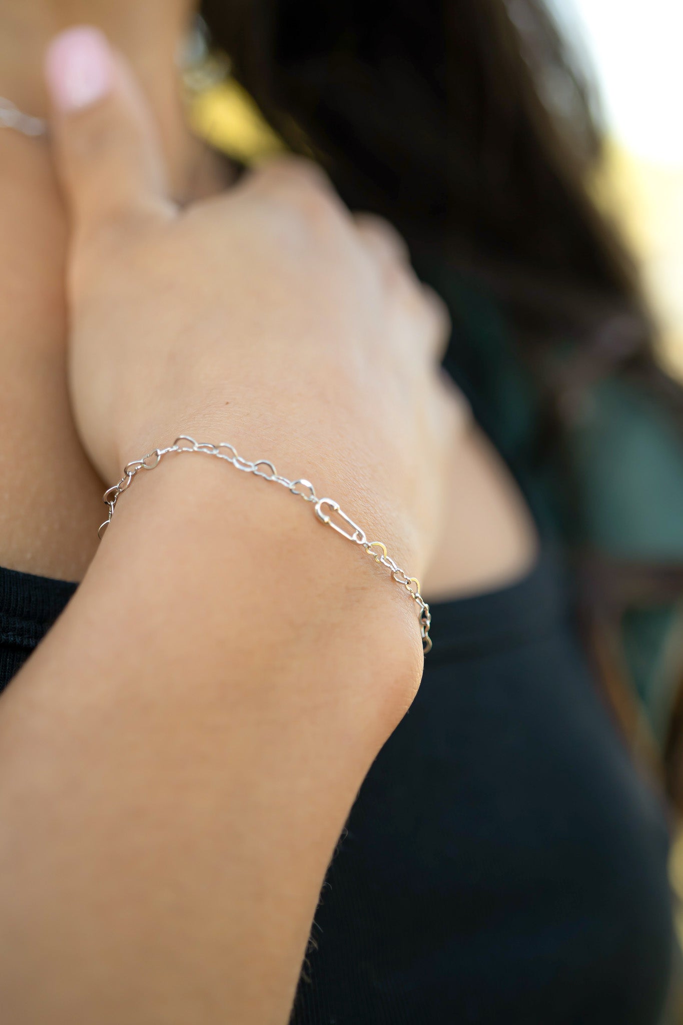 .925 Sterling Silver Horizontal Safety Pin Charm for Permanent Jewelry / PMJ1027、mySite、dreamappss