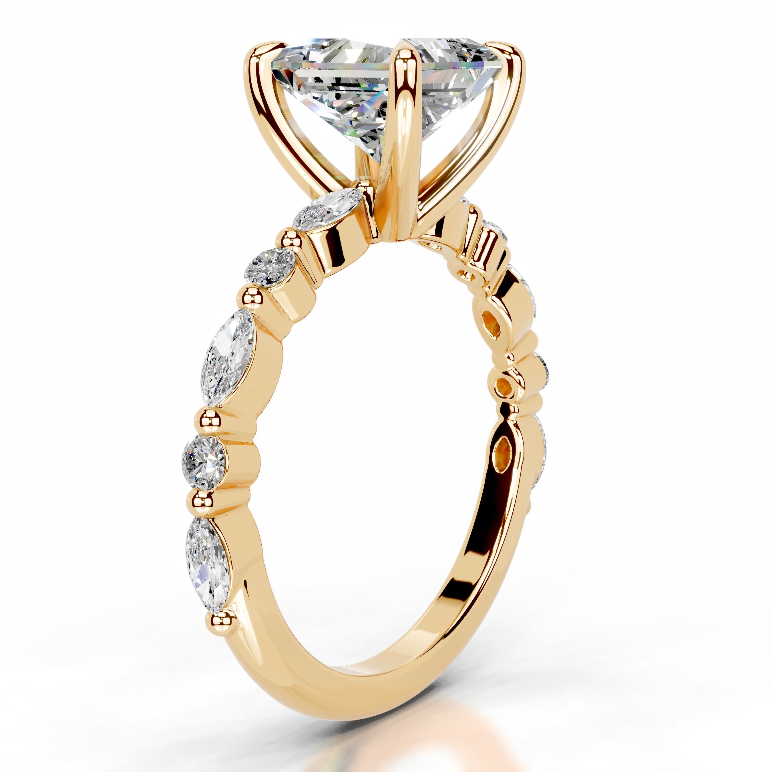 Lagertha Moissanite & Diamond Ring - 18K Yellow Gold、mySite、hinf8tx79