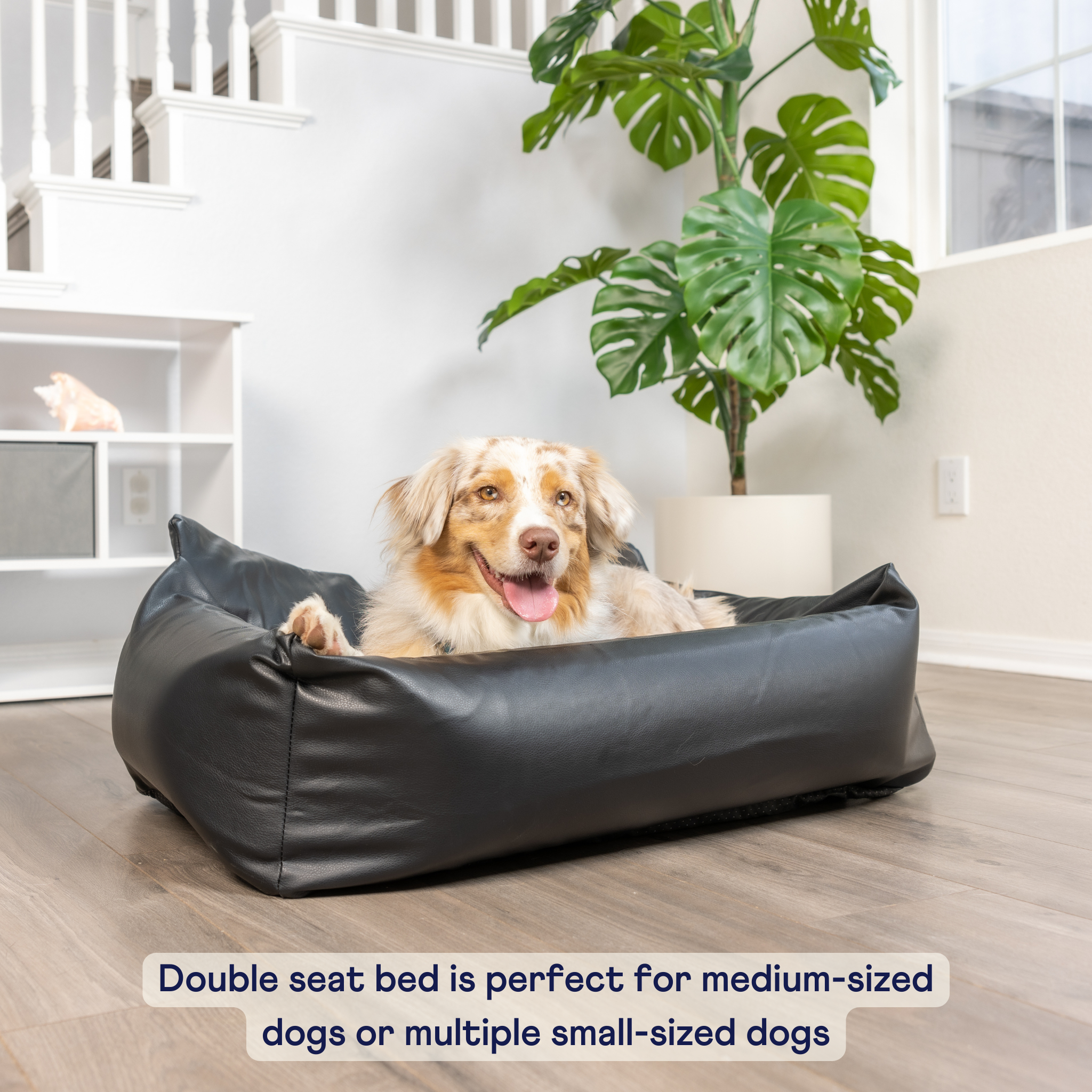 PupProtector™ Faux Leather Memory Foam Dog Car Bed - Black、mySite、solidvoid