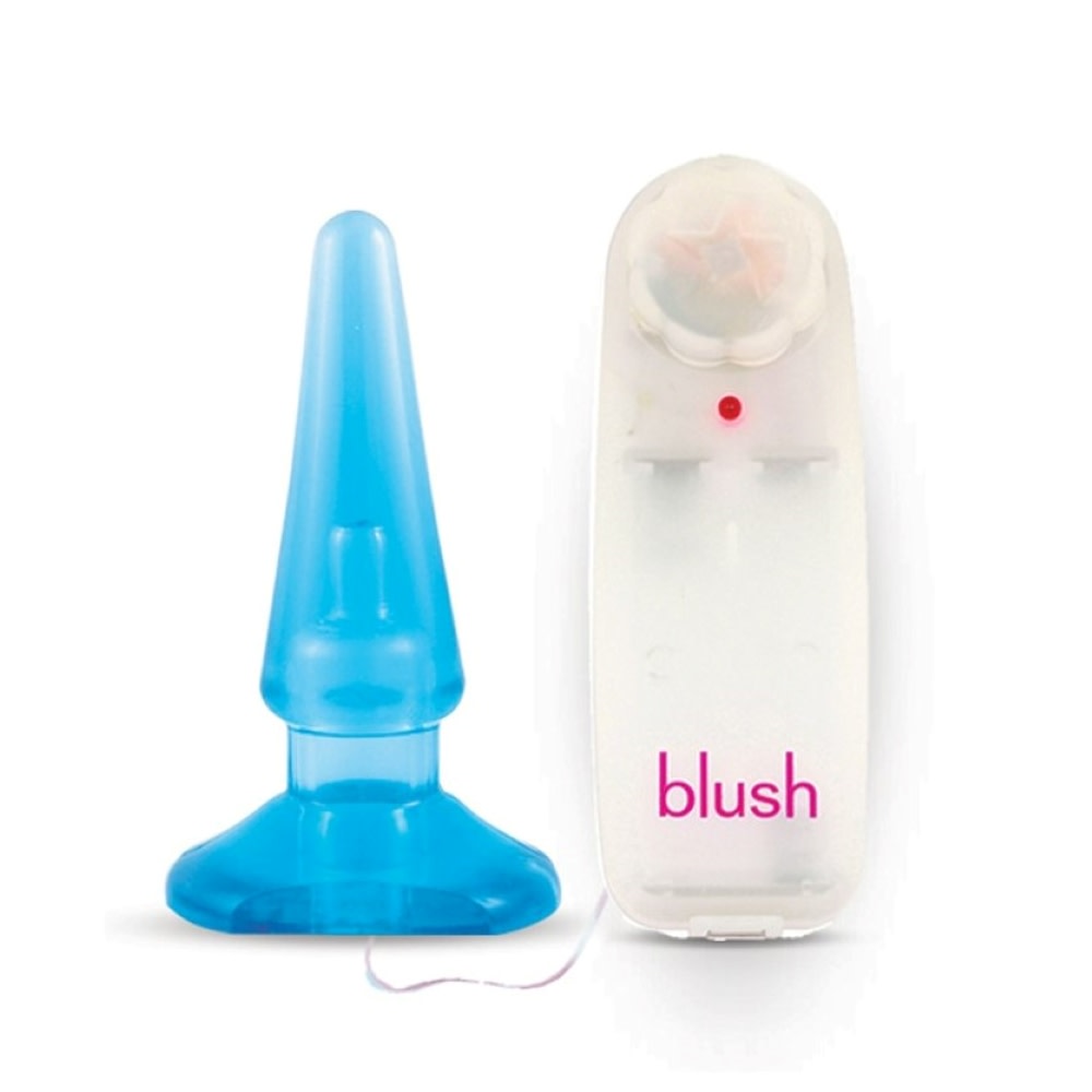 B Yours By Blush® | Basic Pleaser Remote-Control Blue 4.25-Inch Vibrating Anal Plug、mySite、bottomscart