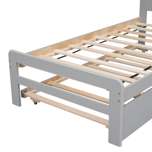 Modern Design Twin Size Platform Bed Frame with 2 Drawers for Grey Color、、xpatfood