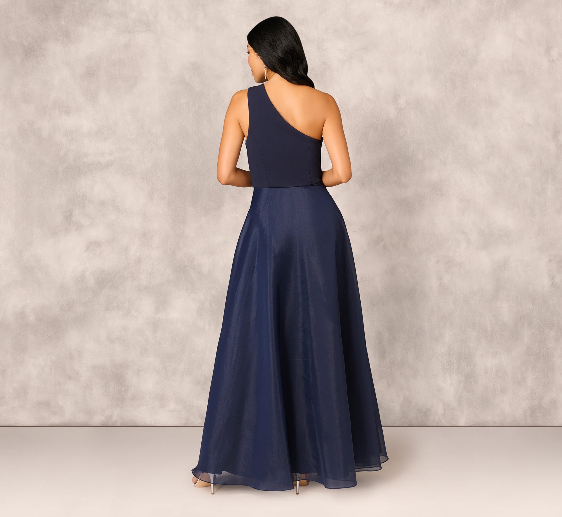 Draped Organza One Shoulder Ballgown In Twilight、mySite、solidvoid