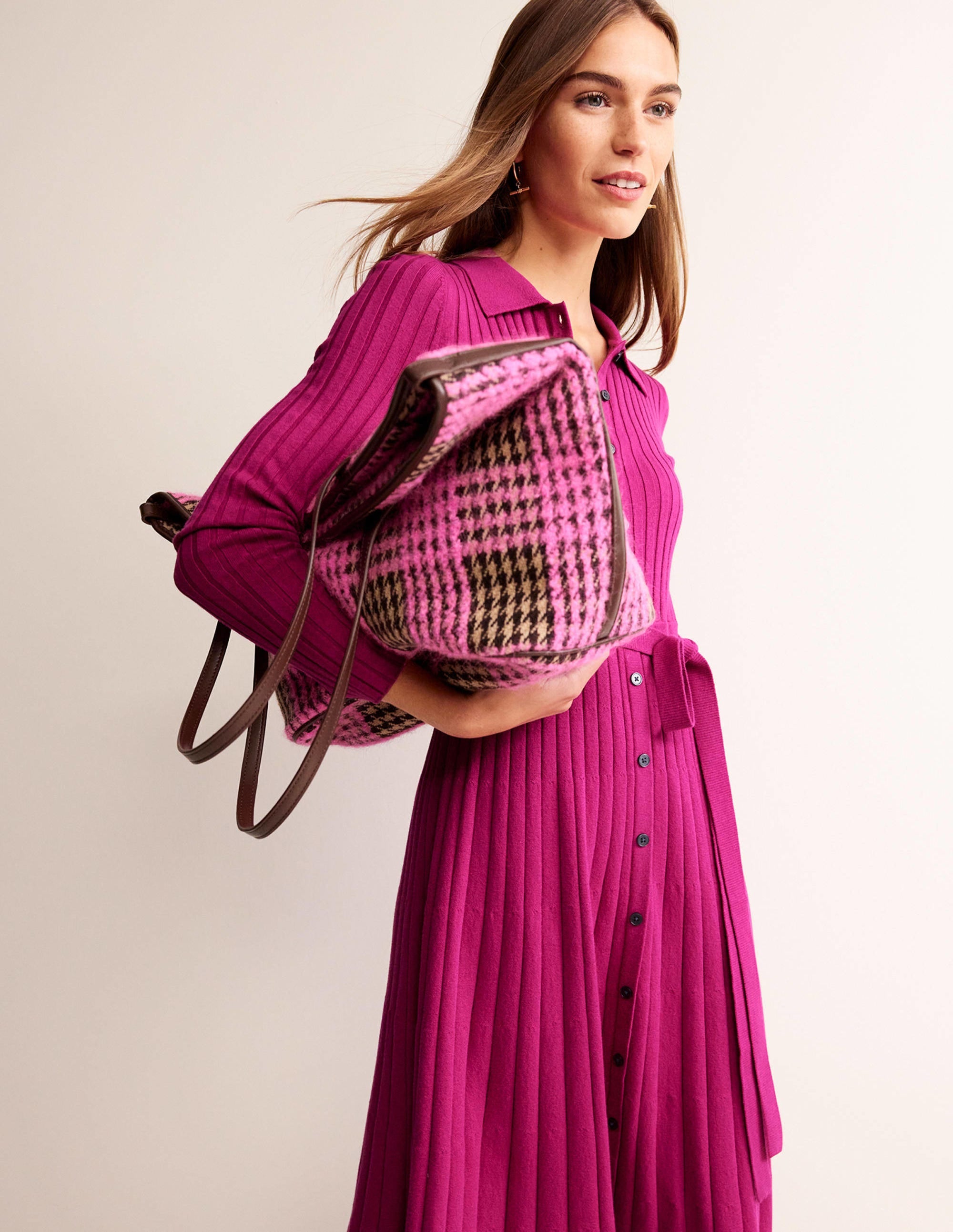  Rachel Knitted Shirt Dress-Vibrant Plum、mySite、ashleygrahame