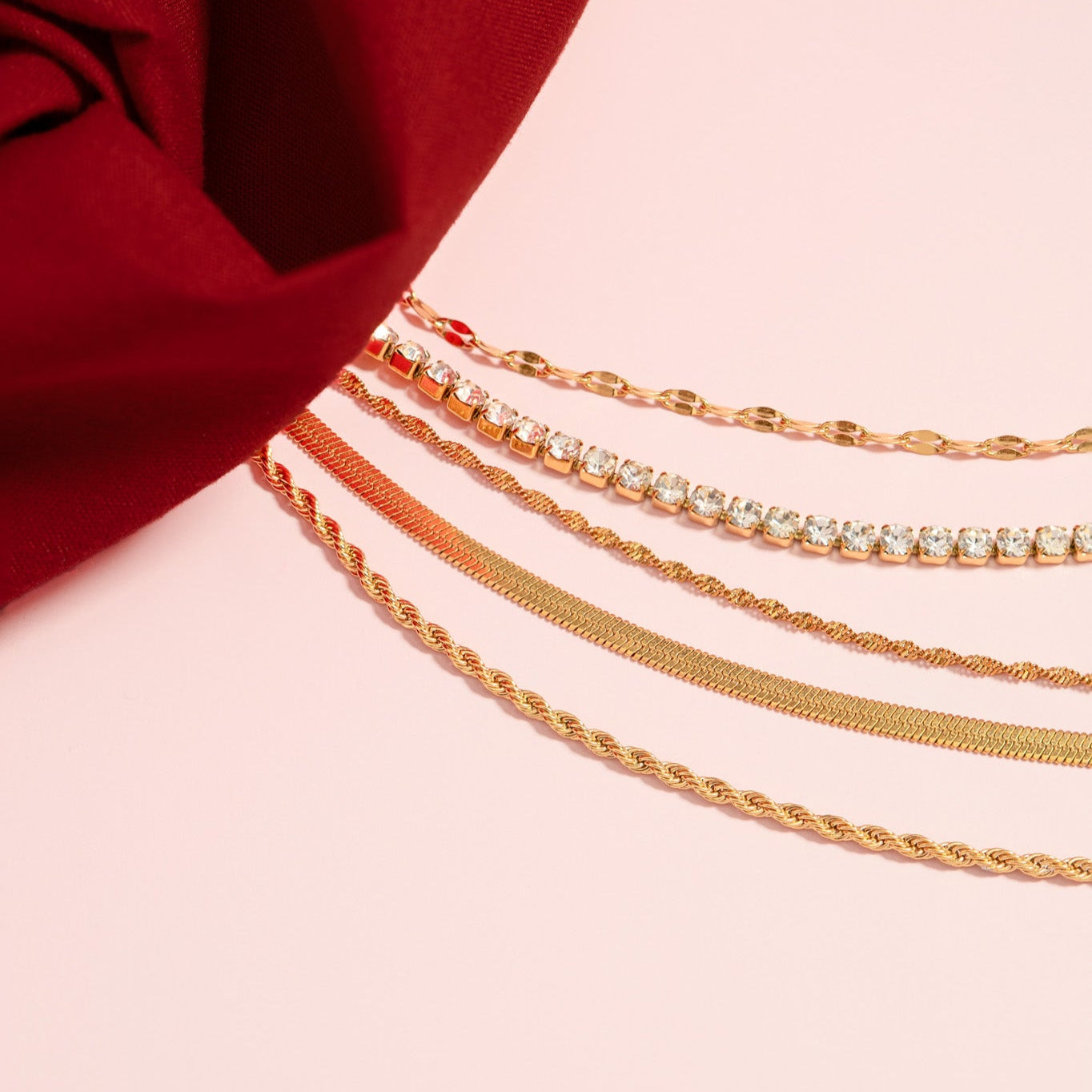 18K Gold PVD Stainless Steel CZ Tennis Chain Necklace / TNN0002、mySite、dreamappss