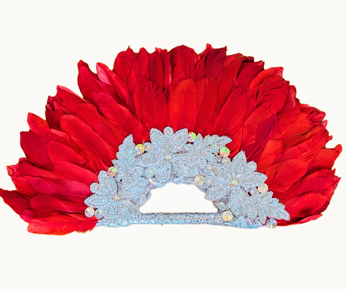 Dupsie's Abara Elegance majestic Red Nigerian African Wedding Feather Fan DPFFRS8、mySite、solidvoid