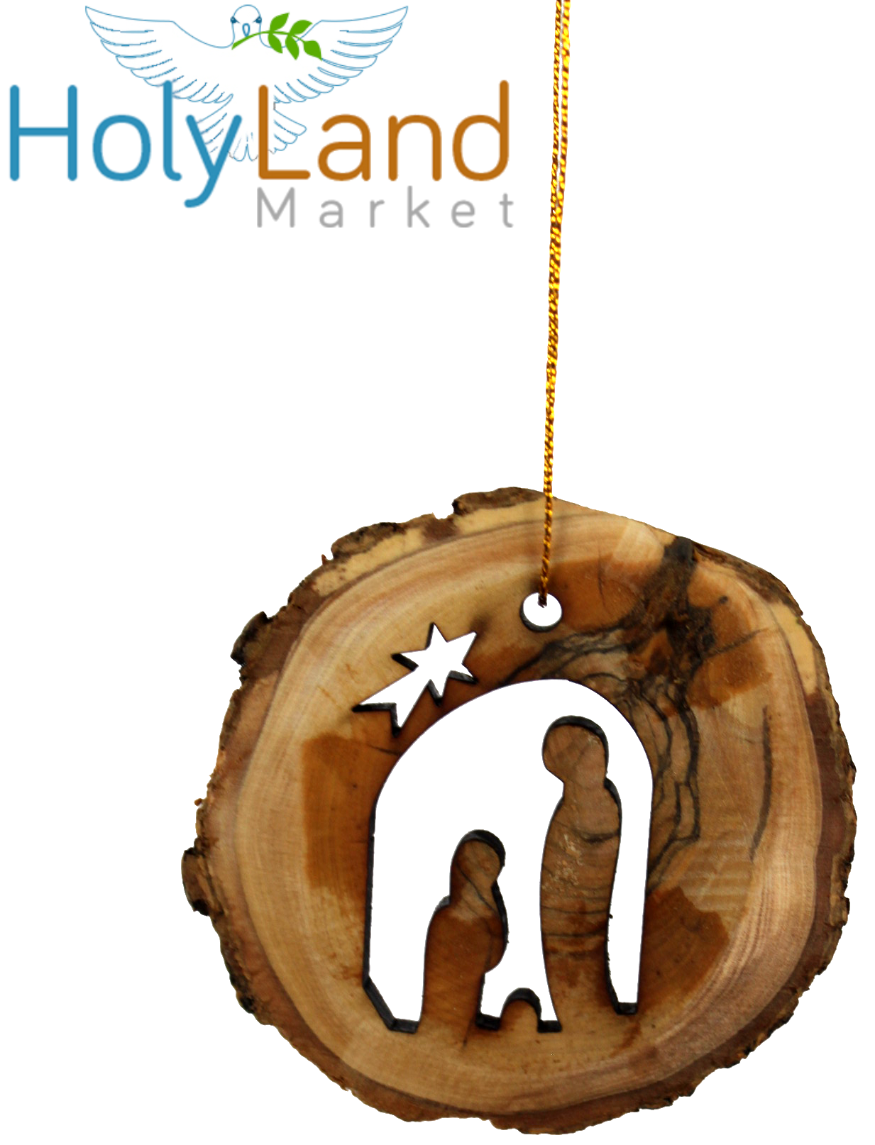 Holy Land Market Complete 7-Piece Olive Wood Bark Ornament Set - Inspirational Natural Wooden Christmas Decorations, Hand Carved in Bethlehem - Unique Christmas Ornaments & Decor Nativity Story Set、mySite、topwebapps