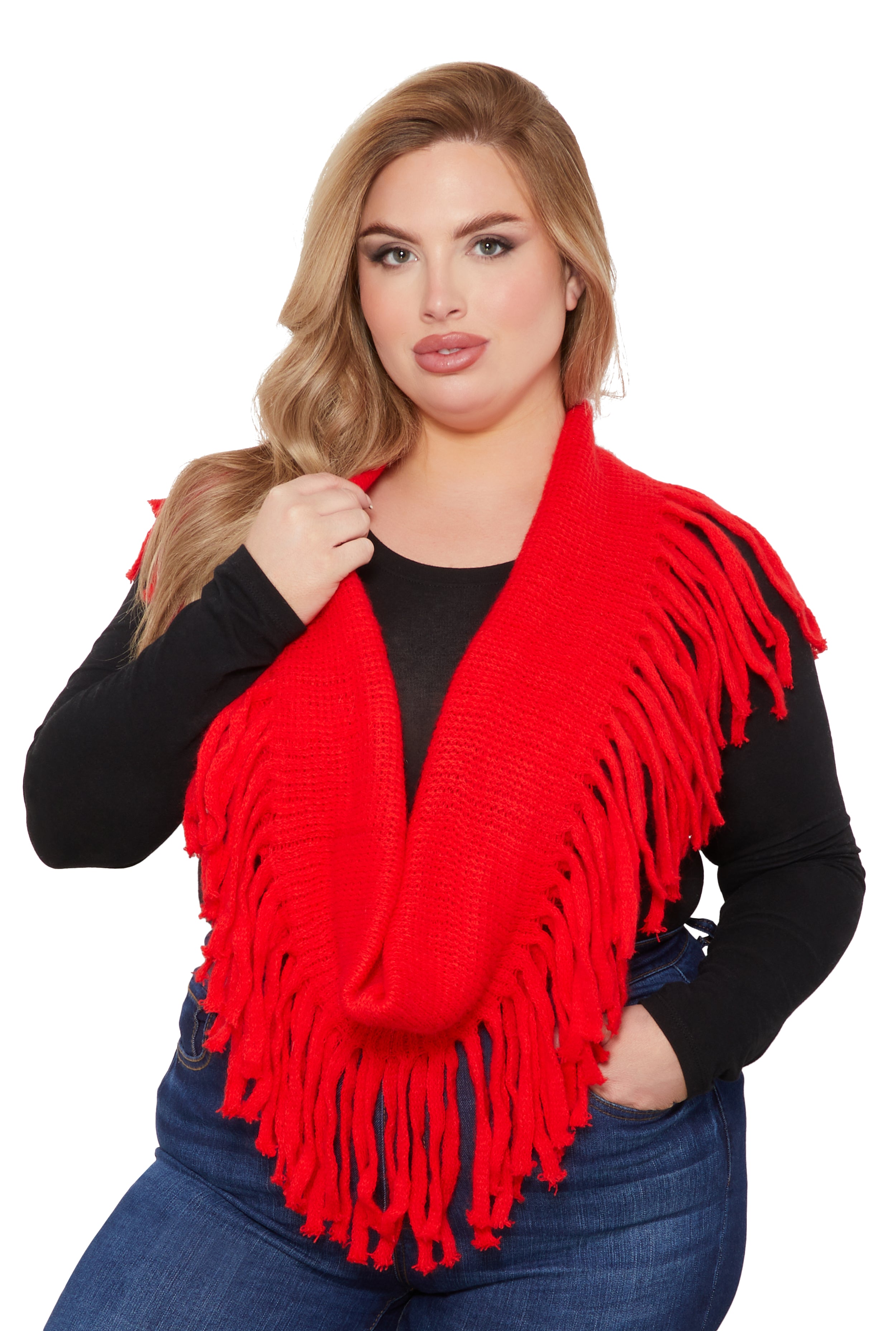 Solid Fringe Infinity Scarf、mySite、camillekostekn