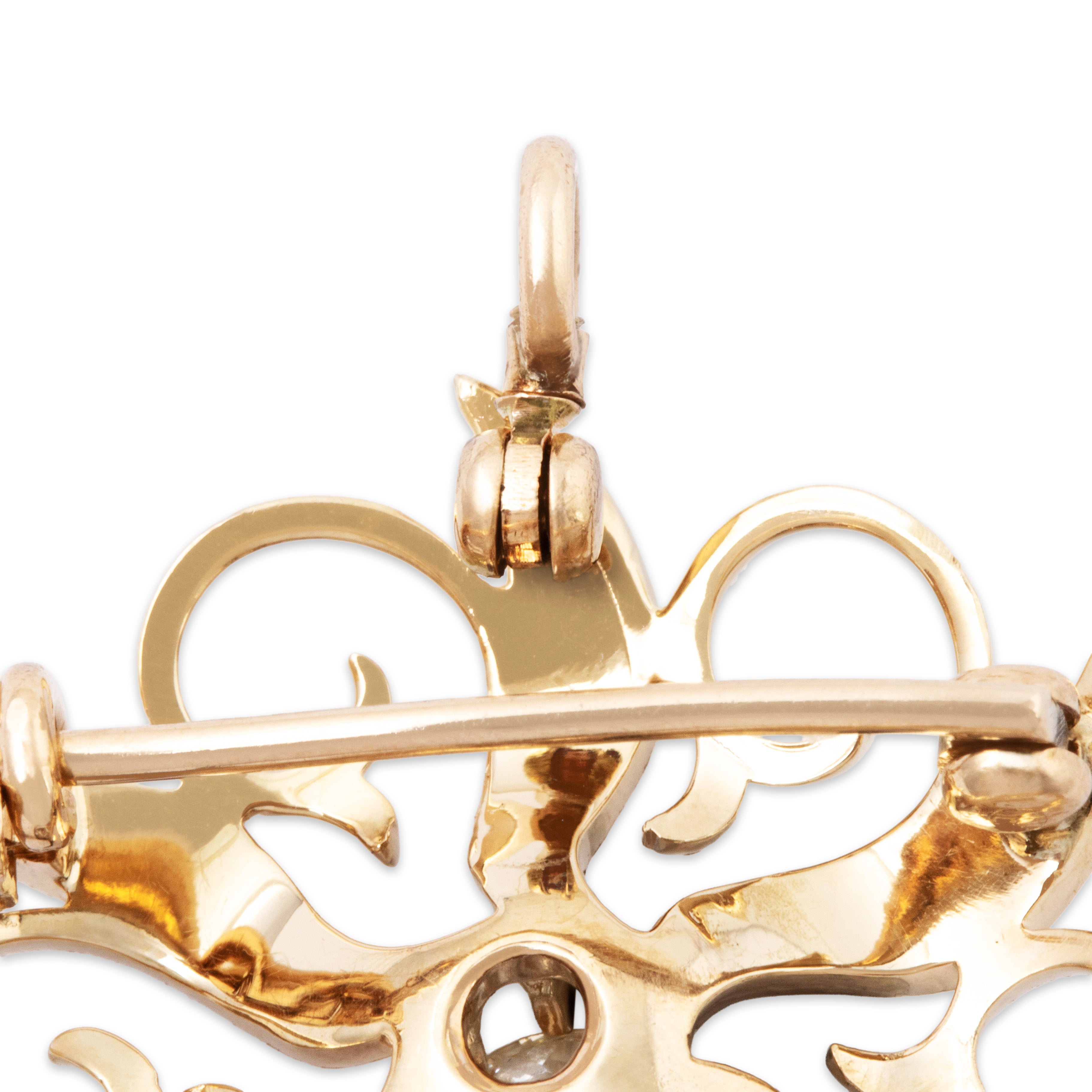 Antique Victorian 14k Gold .29ct Old Mine Diamond Pearl Starburst Pin / Pendant、mySite、hinf8tx79