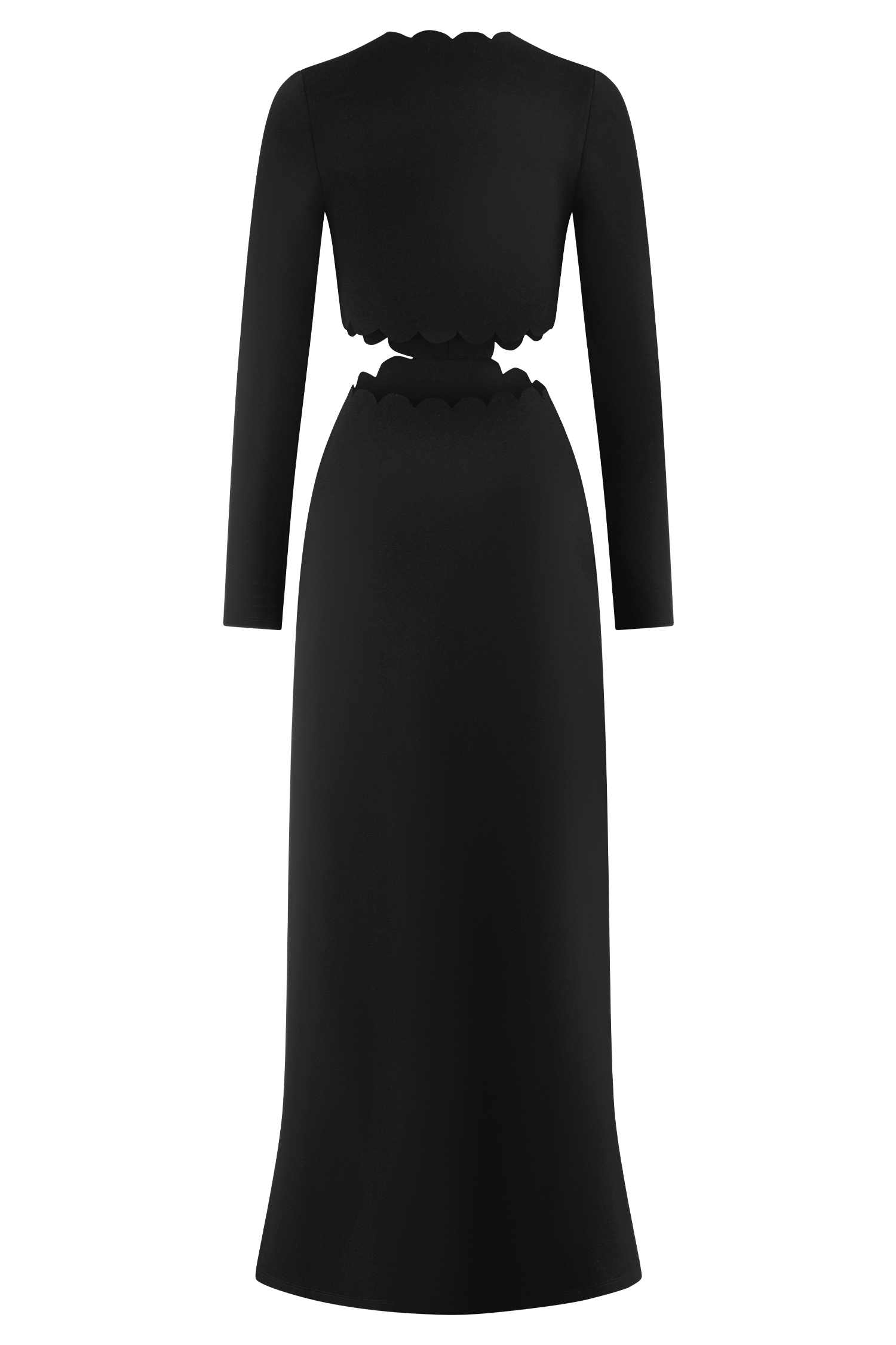 Cynthia Scalloped Halter Maxi Dress - Black、mySite、solidvoid