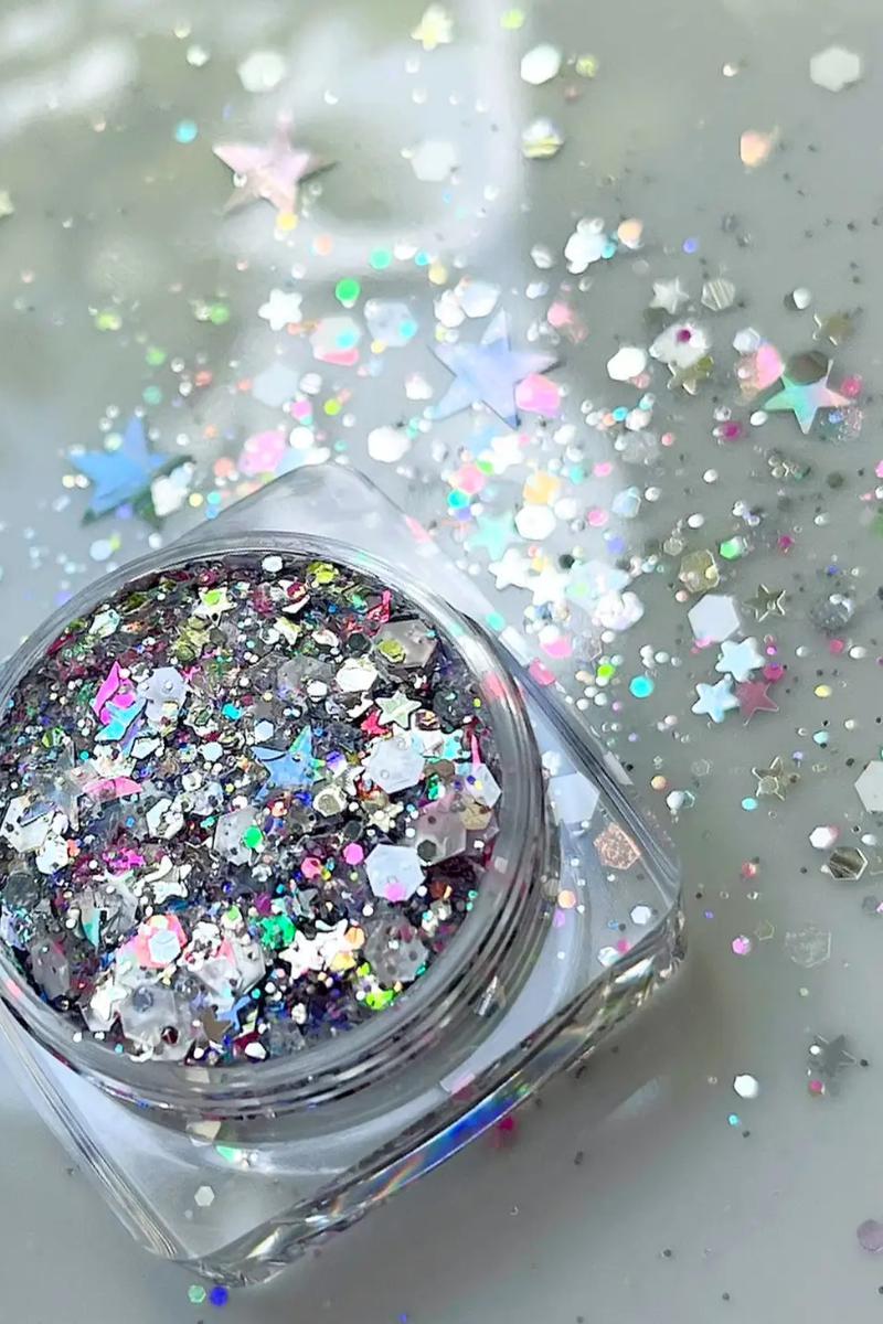Silver Stars Disco Girl Face and Body Glitter Gel、mySite、hinf8tx79