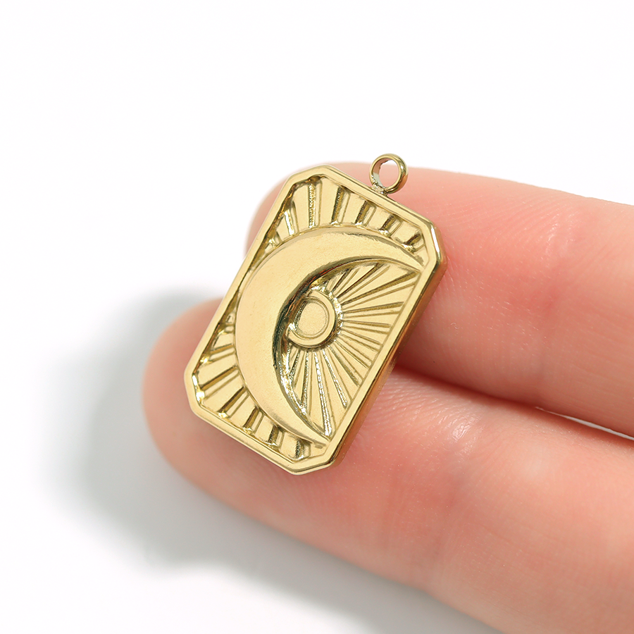 18K Gold PVD Stainless Steel Sunburst Moon Charm / PDL0062、mySite、dreamappss