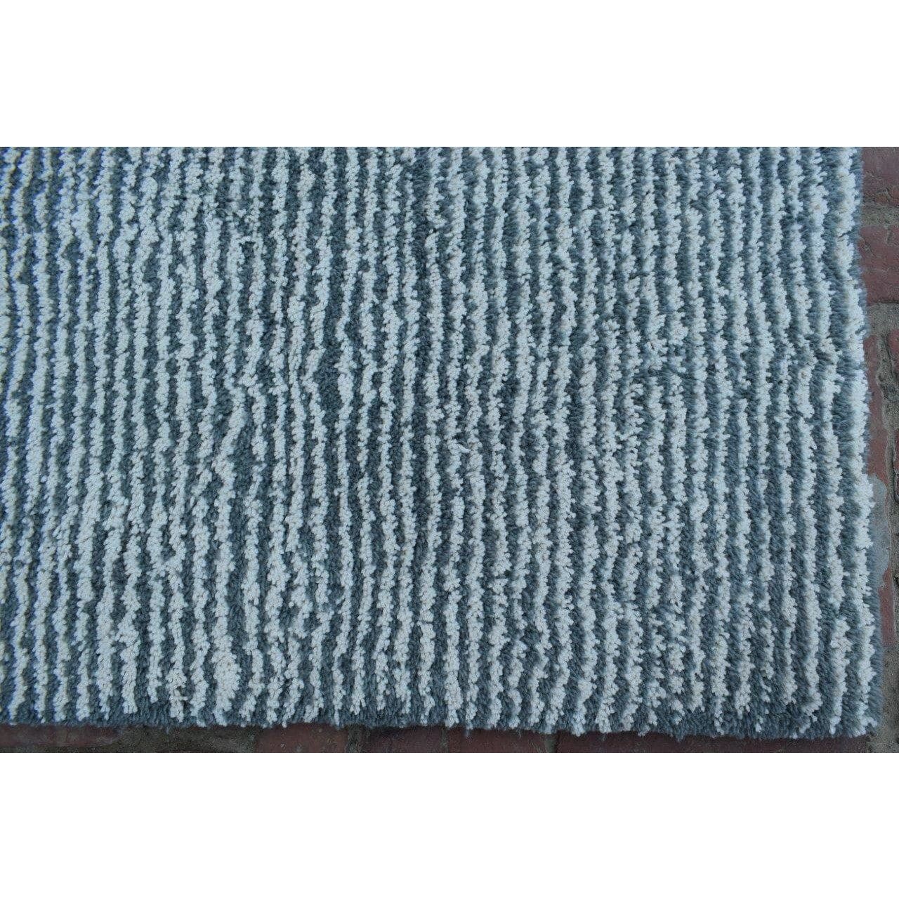 Seersucker Ivory Blue Wool Cotton Shag Rug、mySite、gigharbornorthrealestate