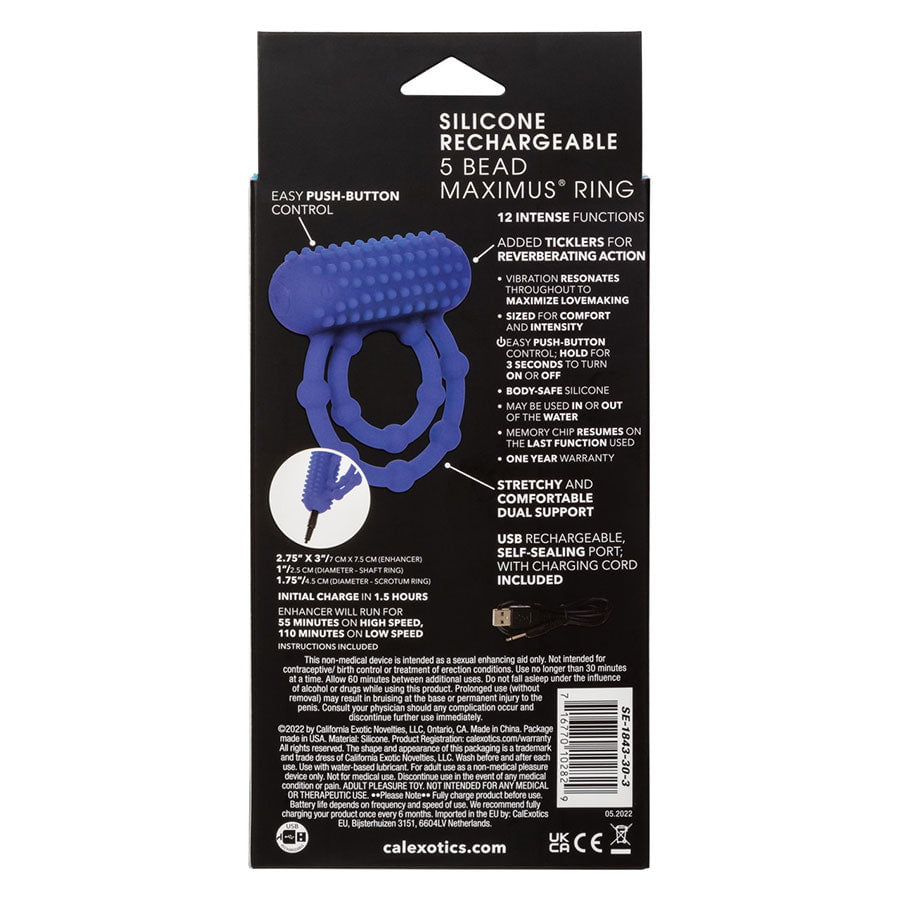 Silicone Rechargeable 10 Bead Maximus Double Cock Ring Blue、mySite、bottomscart