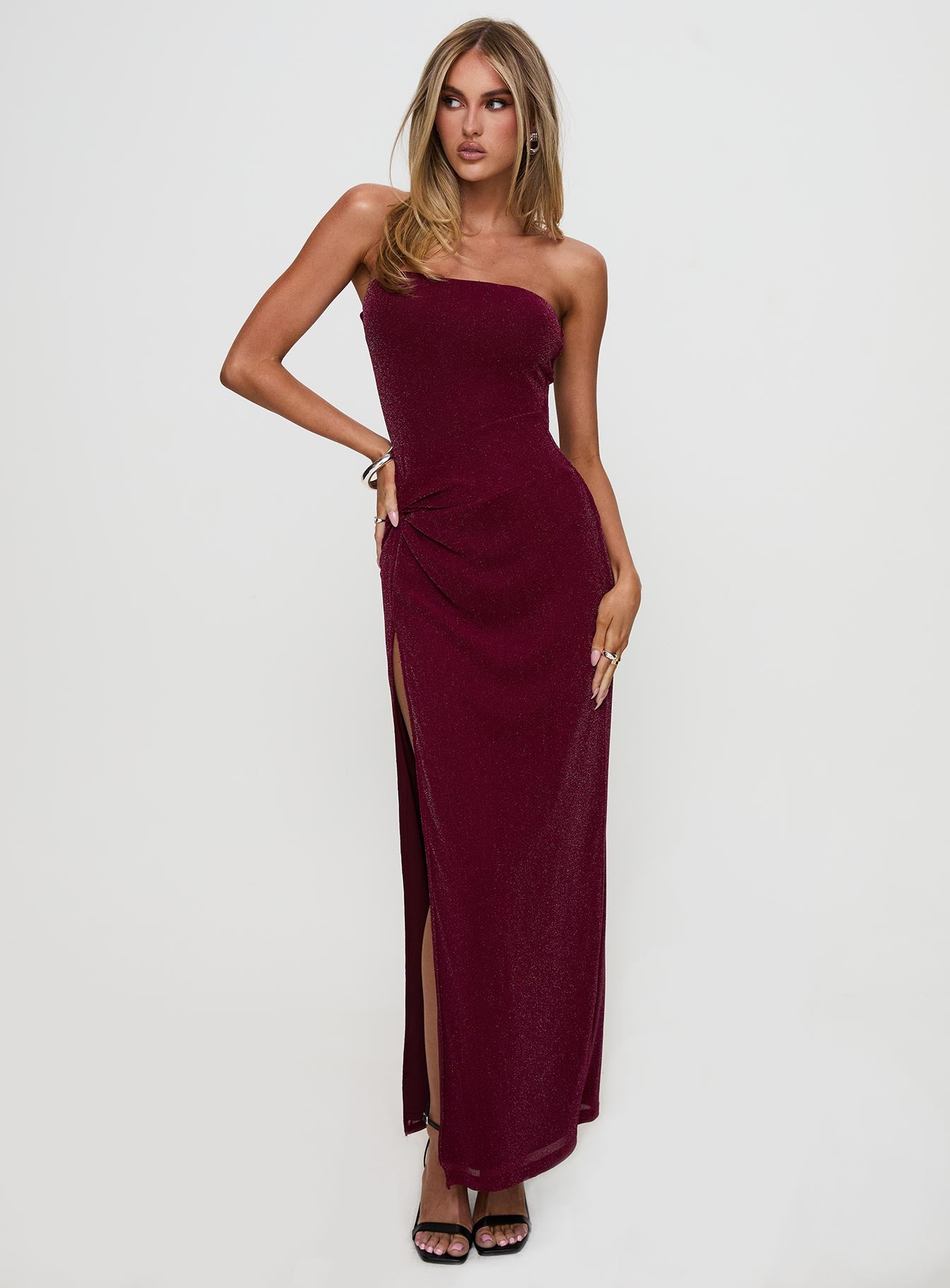 Jeniva Straplesss Maxi Dress Plum、mySite、solidvoid