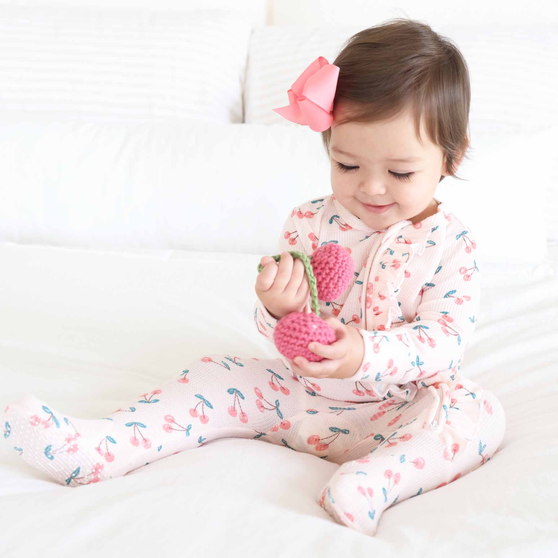  Cherry On Top Bamboo Waffle Zipper Ruffle Footie、mySite、layawaytickets