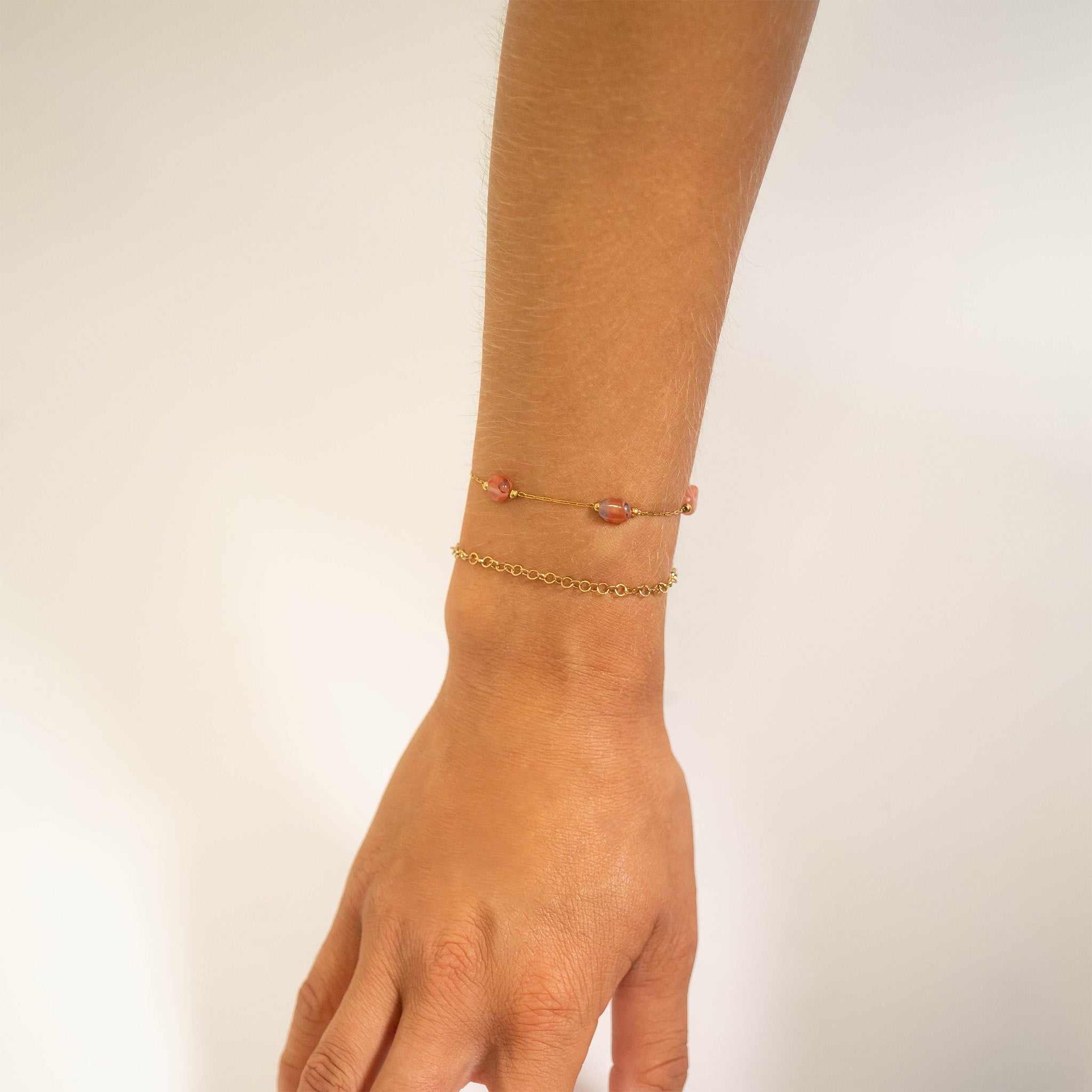 18K Gold PVD Stainless Steel Beaded Stone Chain - By The Foot / SPL1017、mySite、dreamappss